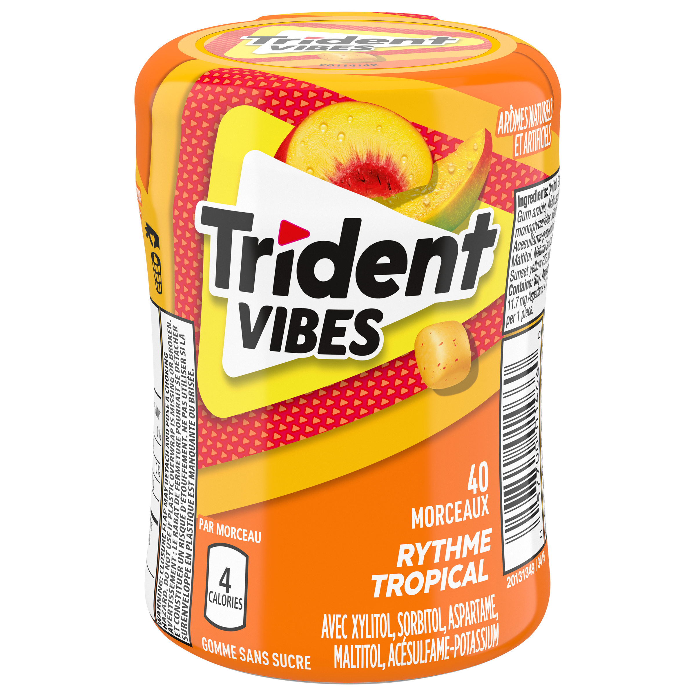Trident Vibes Sugar Free Gum, Tropical Beat Flavour, 1 Go-Cup (40 Pieces Total)