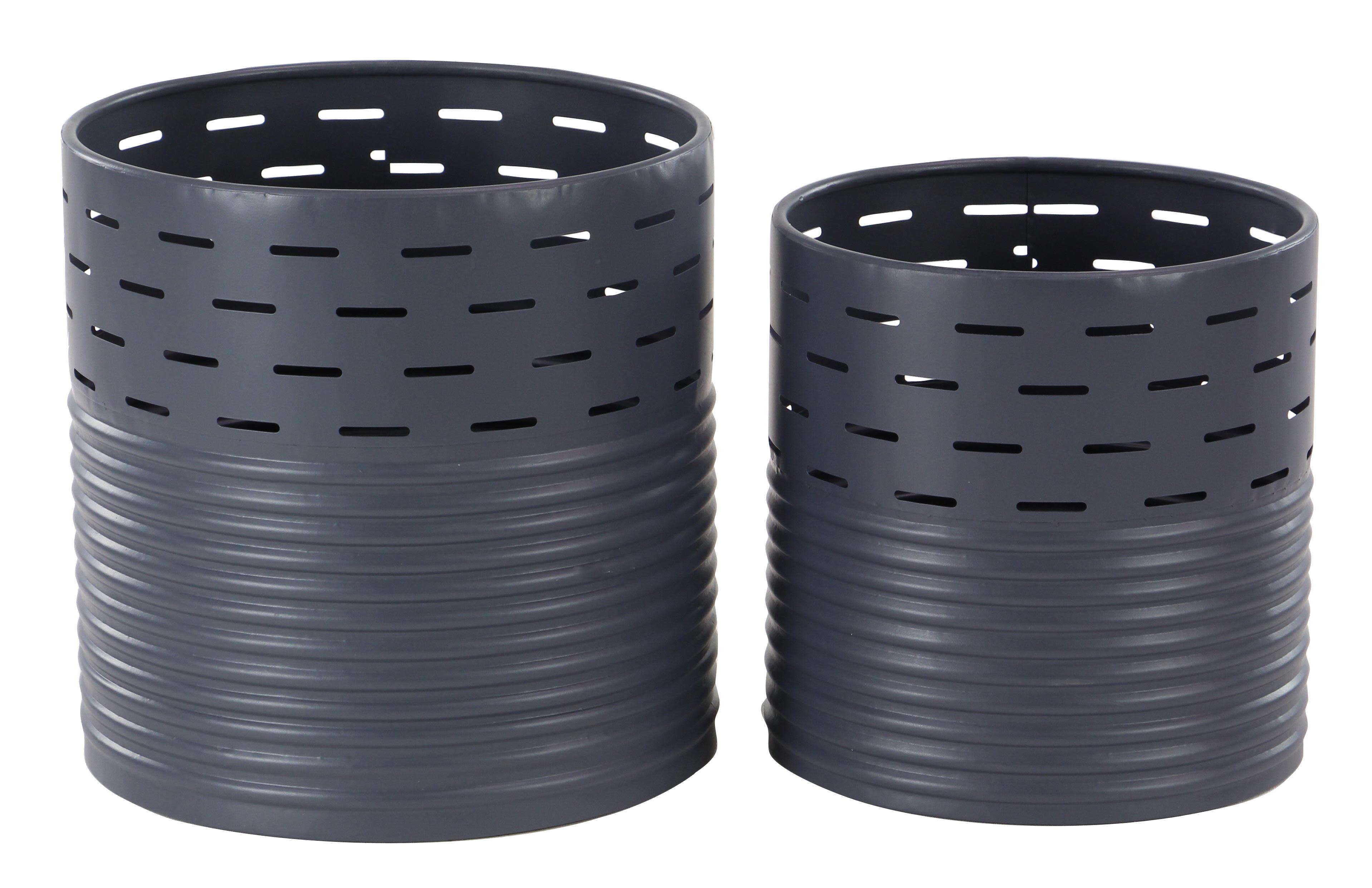 Blue Metal  Planter, Set of 2 11", 13"H