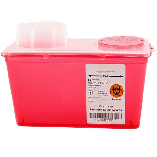 Sharps-A-Gator™ Sharps Container, 4 Quart, Red, Chimney Top