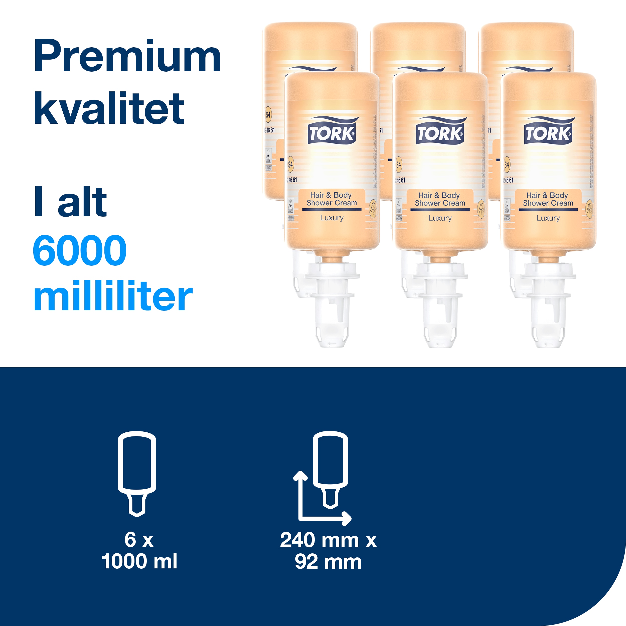 Shampo, Hår Krop, Refill, 1000 ml, Tork Luksus S4