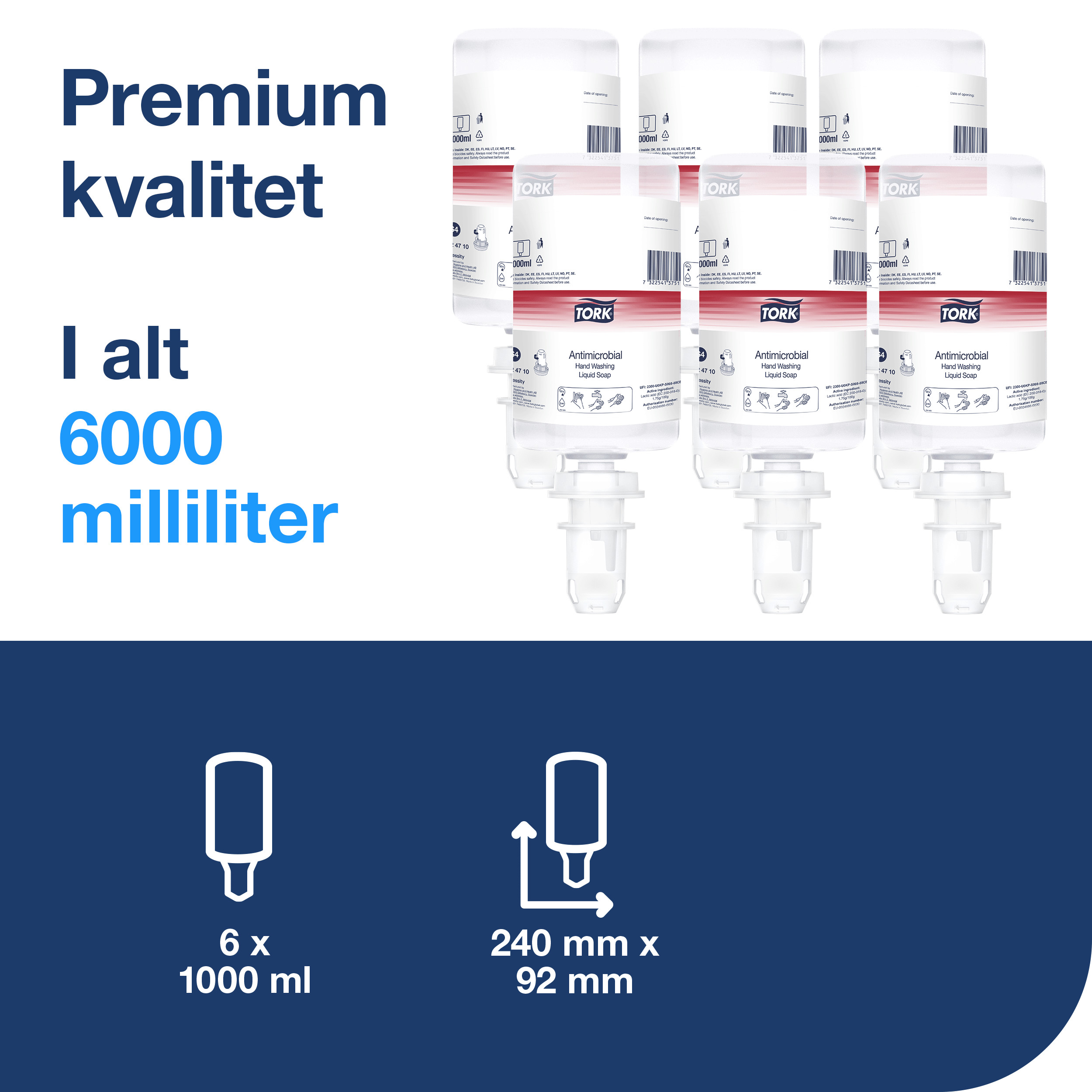 Håndsæbe, Flydende, Refill, 1000 ml, Tork Antimikrobiel S4