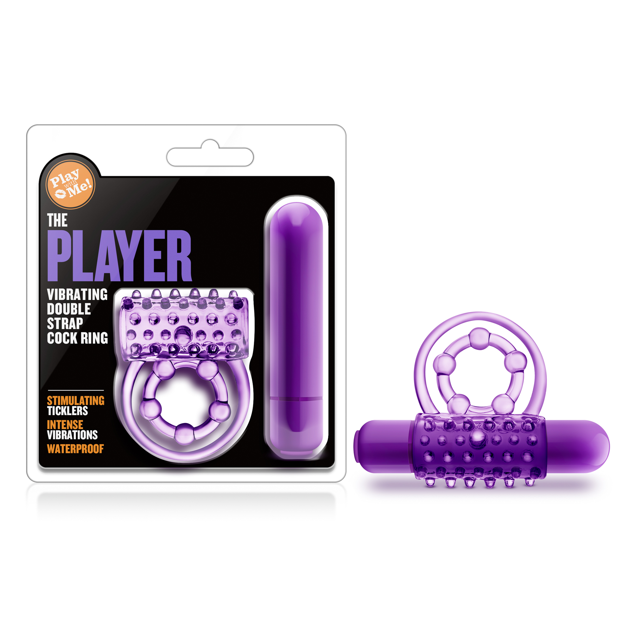 Blush Play With Me? / The Player: Purple Vibrating Double Strap Penis Ring