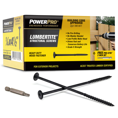 Power Pro LumberTite Structural Screws (1/4" x 41/2") 45 pc