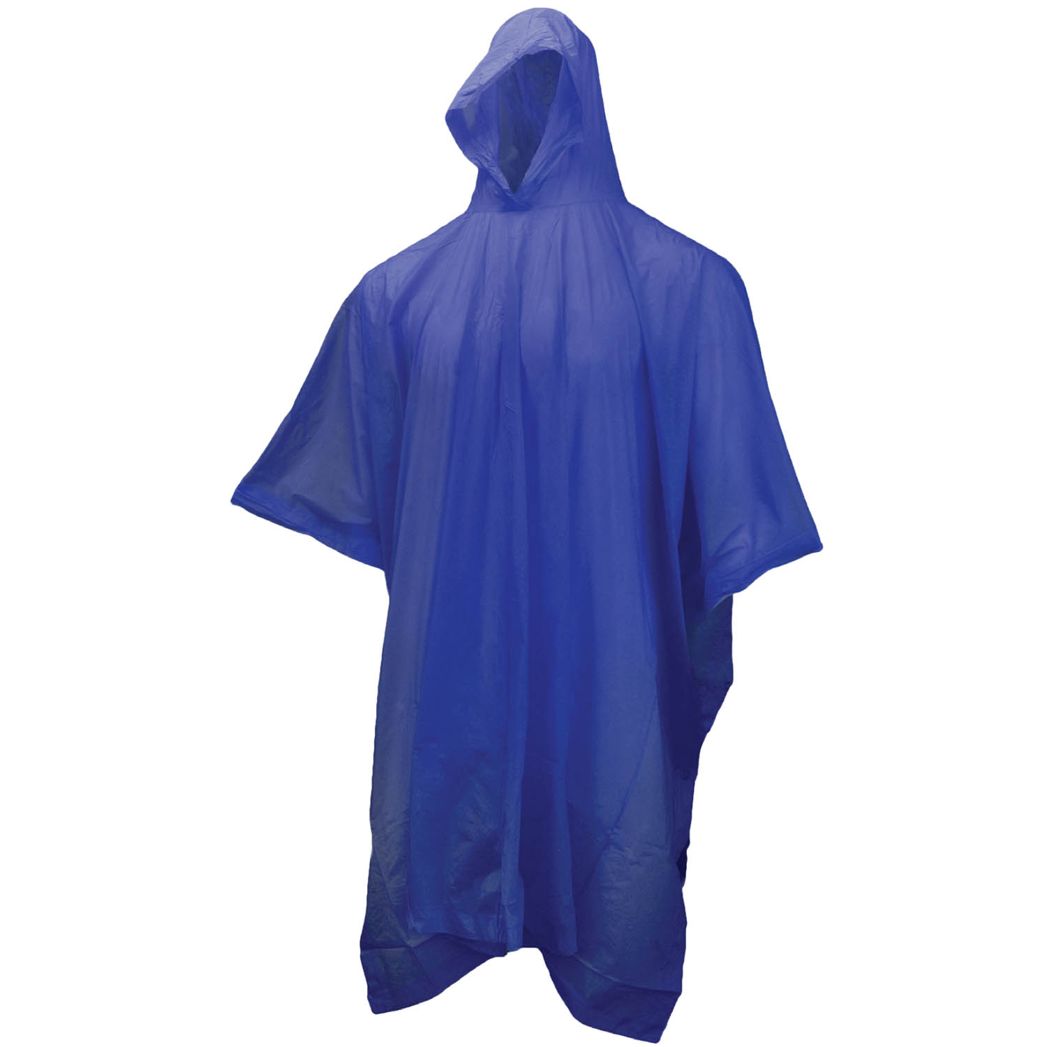 1000P .10 mm 40" Economy Rain Poncho with Attached Hood - Blue - Universal Size