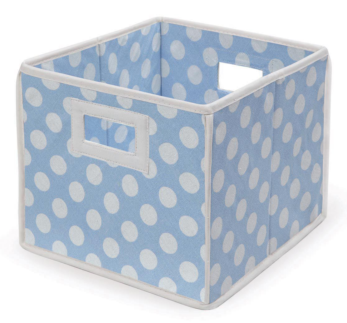 Folding Basket/Storage Cube - Blue Polka Dot