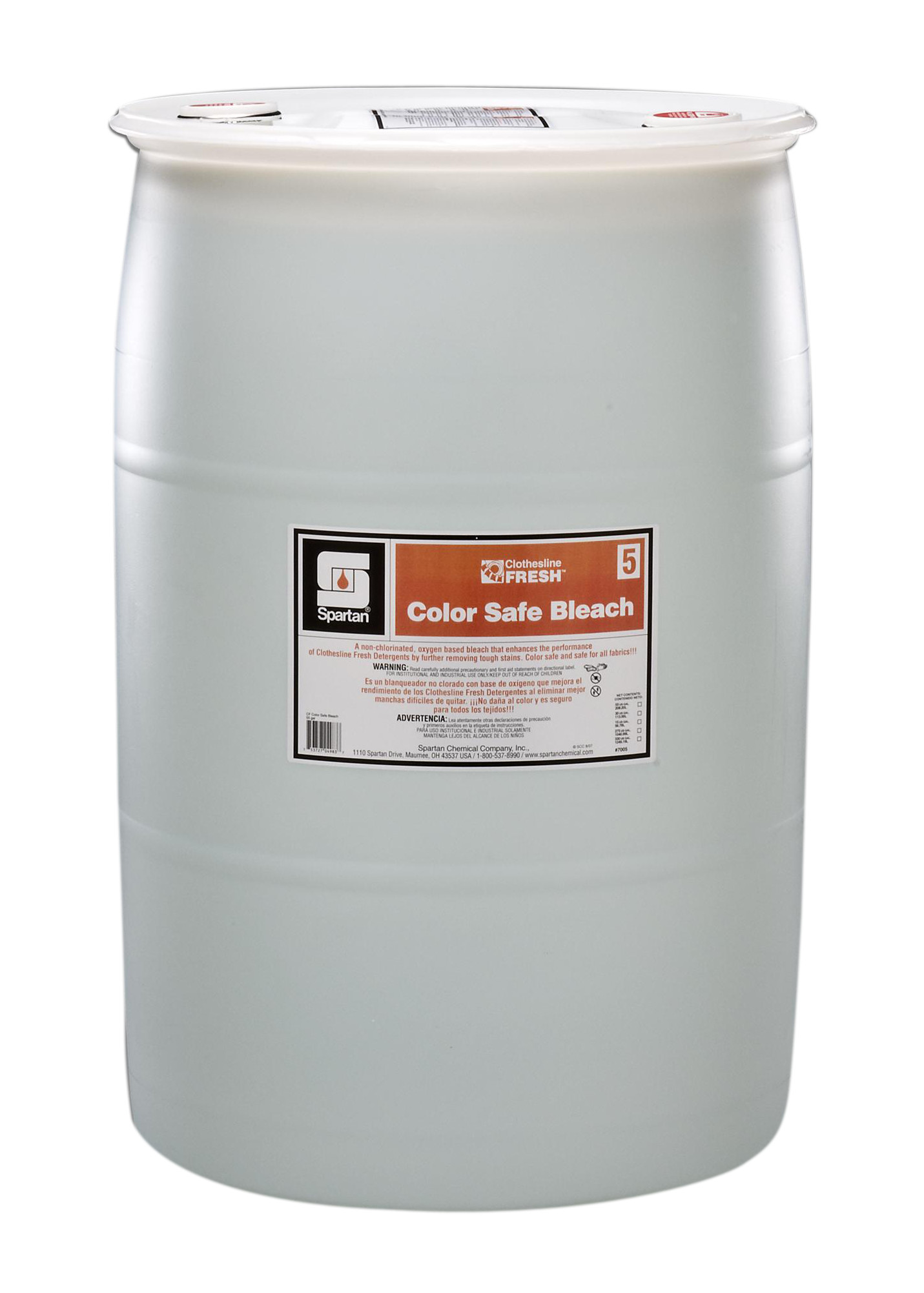 Spartan Chemical Company Clothesline Fresh Color Safe Bleach 5, 55 GAL DRUM