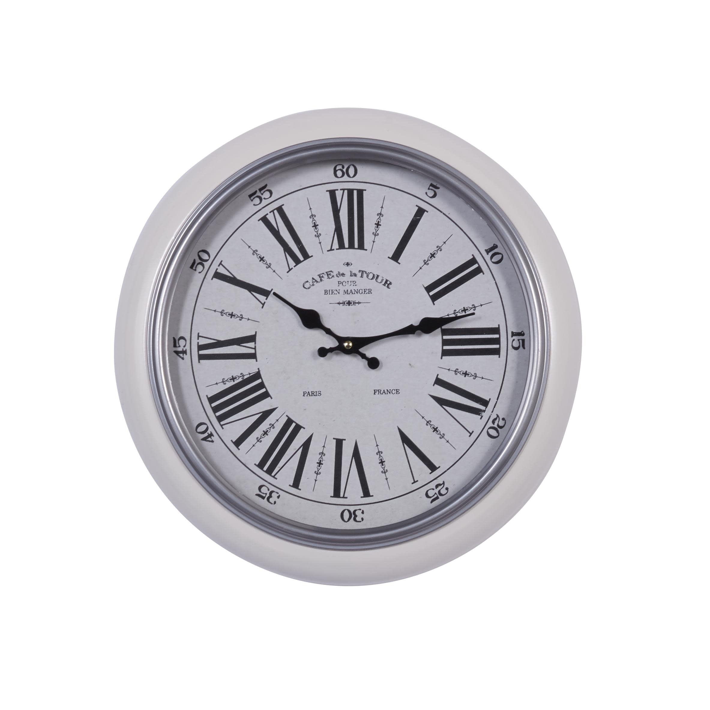 White Metal  Wall Clock, 17" x 3" x 17"