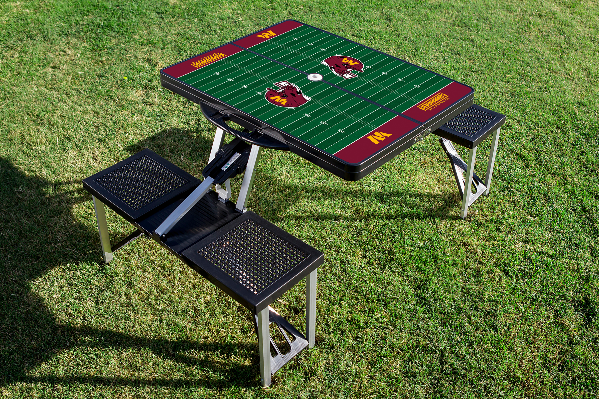 Washington Commanders Football Field - Picnic Table Portable Folding Table with Seats