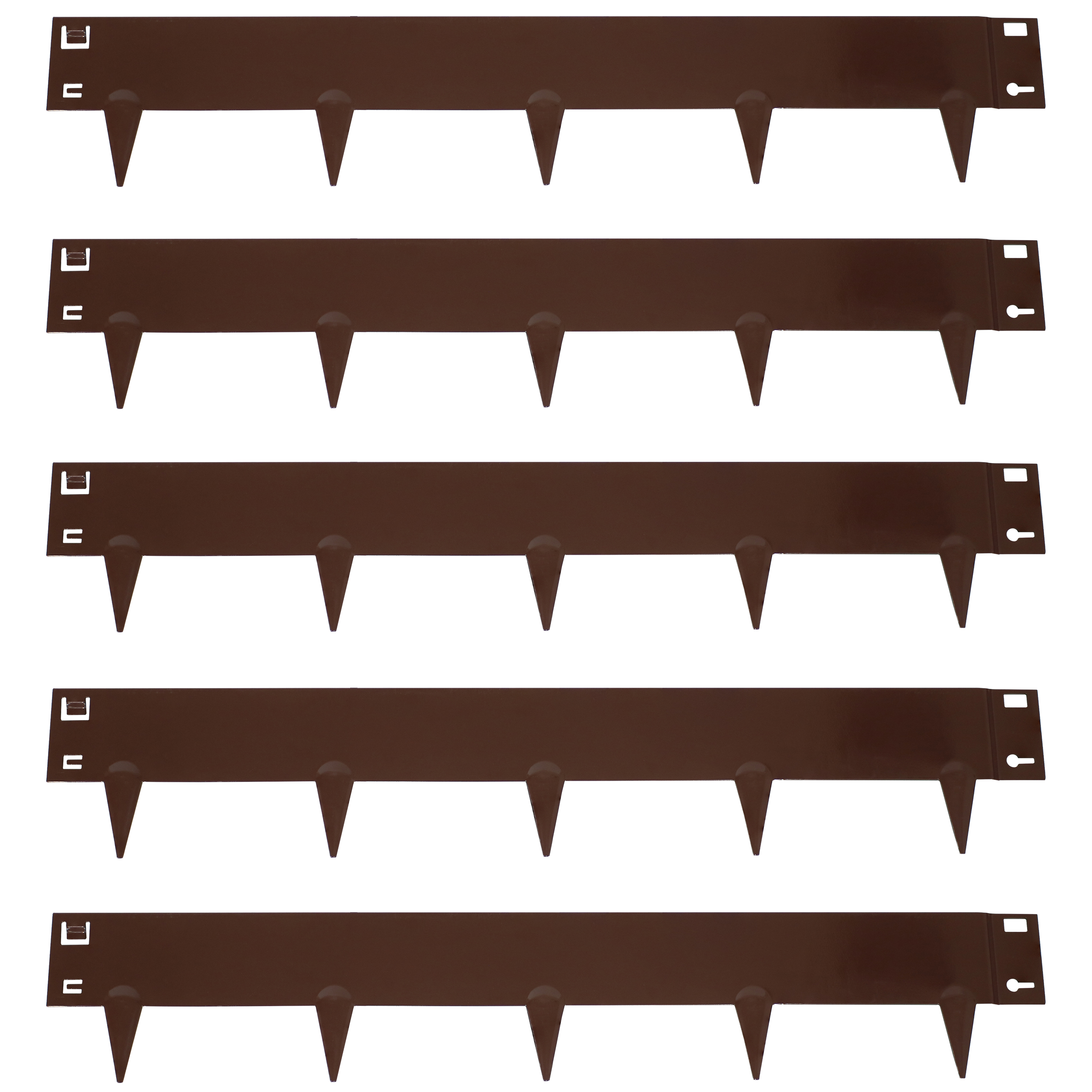 Sunnydaze Set of 5 Steel Metal Landscape Edging Border - 42-Inch Sections - Brown