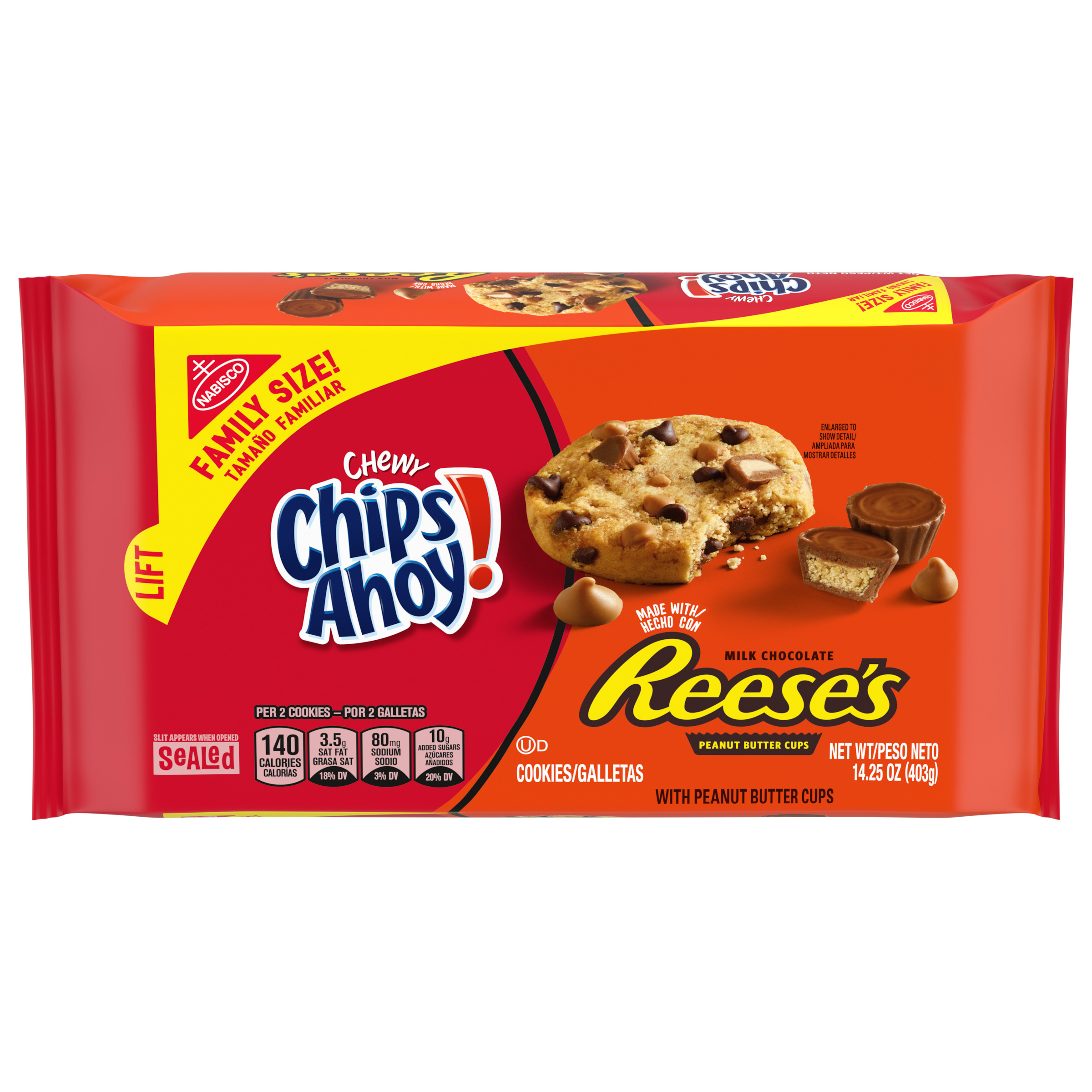 CHIPS AHOY! Chewy Chocolate Chip Cookies with Reese's Peanut Butter Cups, Family Size, 14.25 oz-thumbnail-1