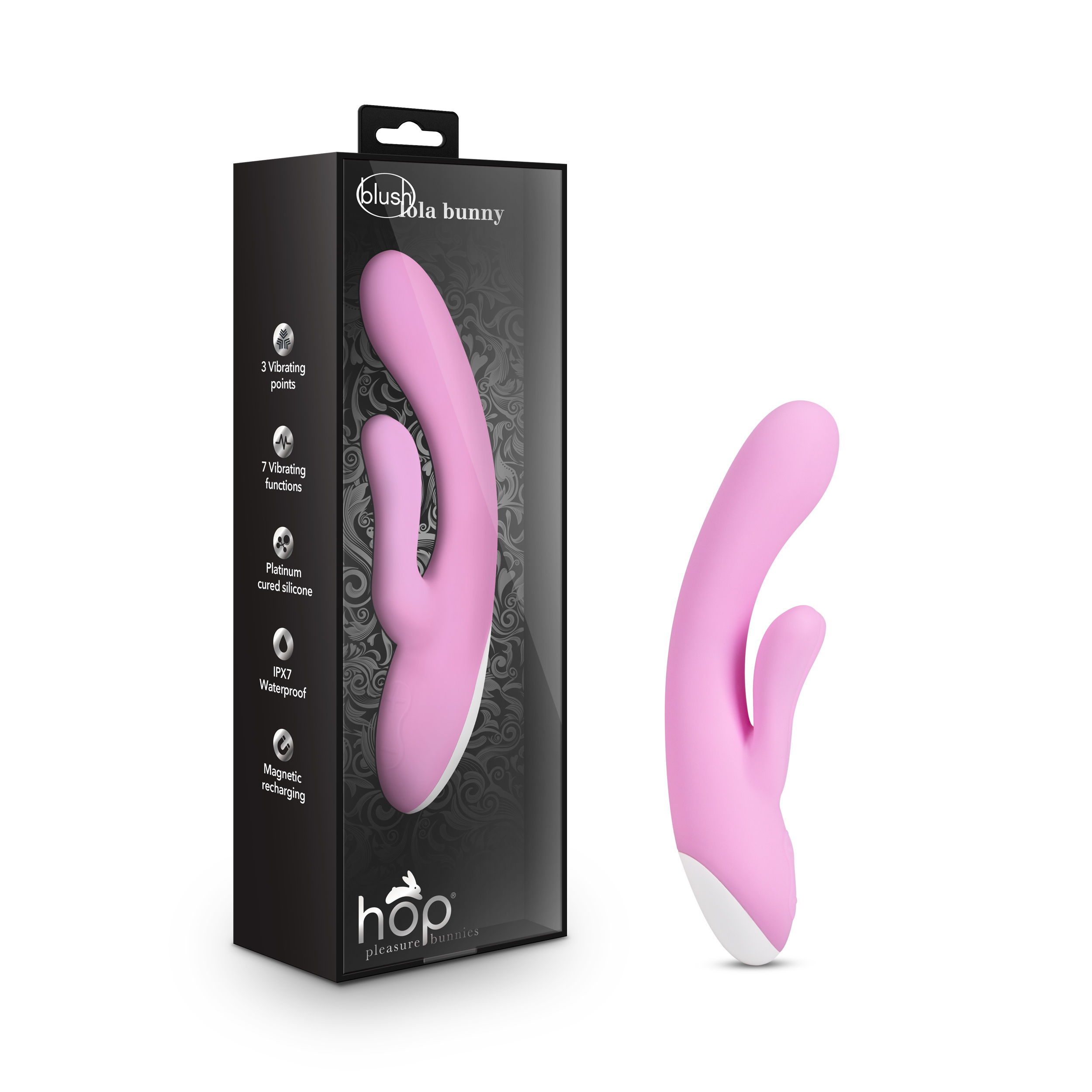 Blush Hop Lola Bunny G-Spot + Clitorial Stimulating Pink Ballet Slipper 7-Inch Ultrasilk Silicone Rechargeable Rabbit Vibrator