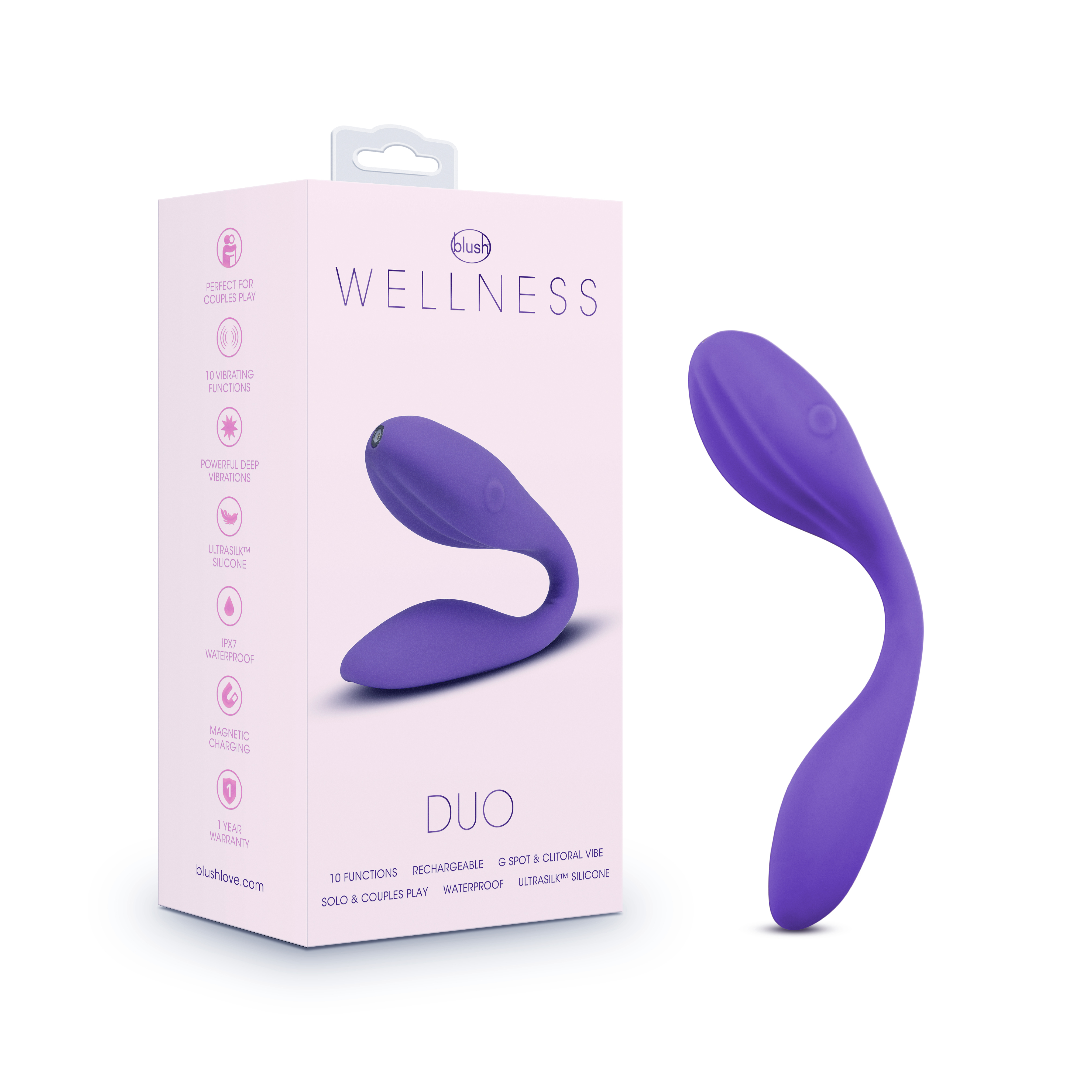 Wellness By Blush? / Duo Purple UltraSilk? Vibrator - Made with Purio? Silicone