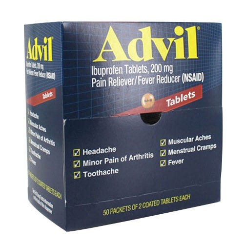 Advil® 200mg, 50 Packets of 2 Coated Tablets