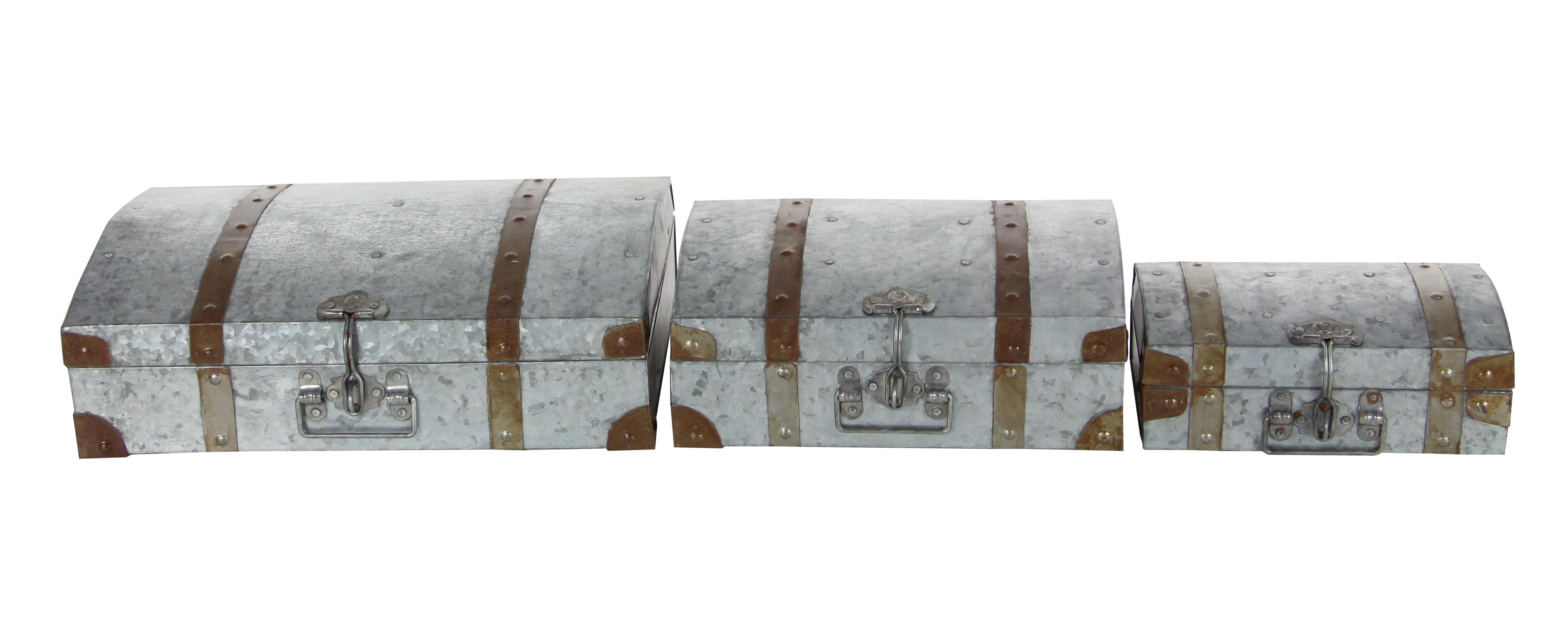 Gray Metal Farmhouse Box, Set of 3 5" x 18" x 11"