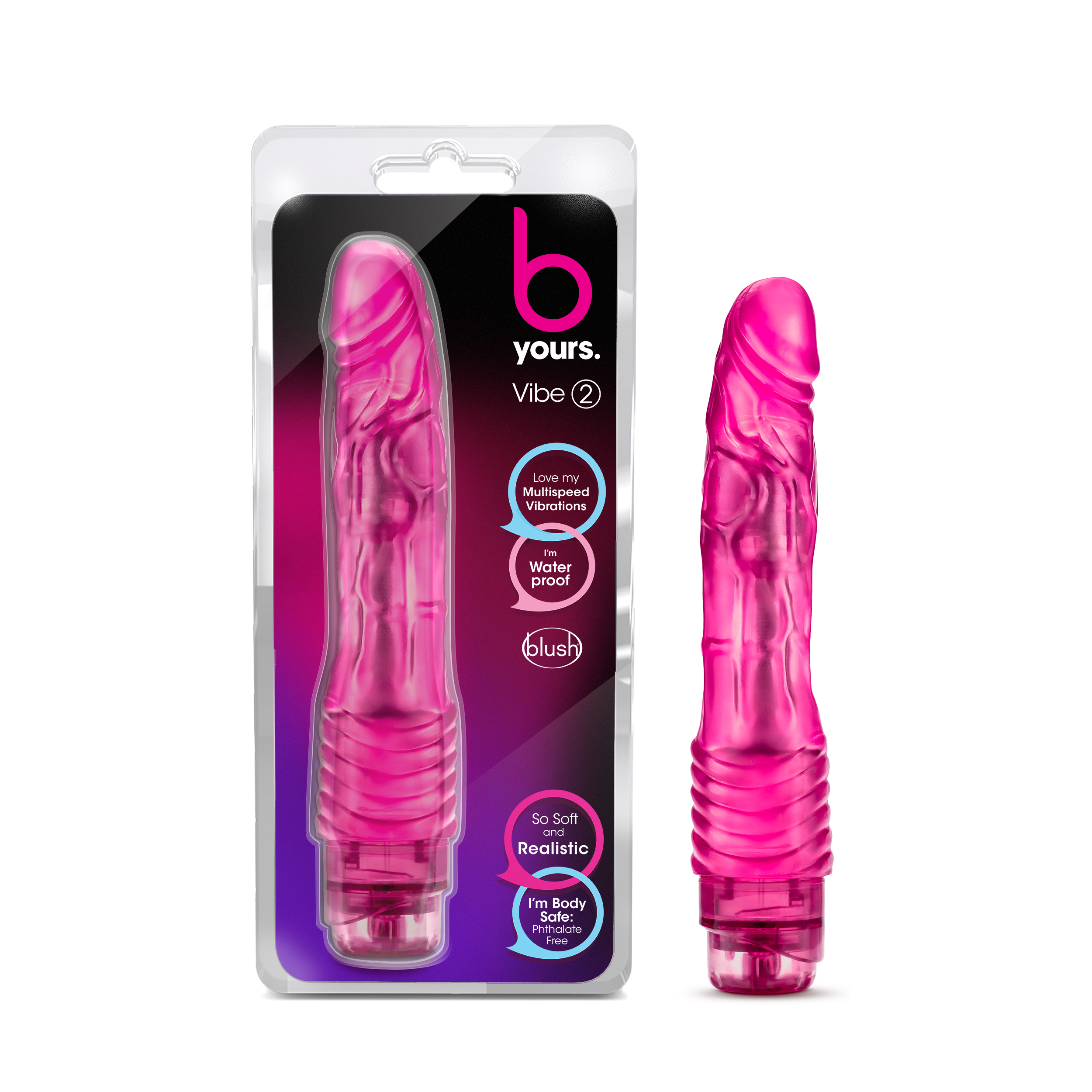 Blush B Yours Vibe #2 Realistic Pink 9-Inch Long Vibrating Dildo