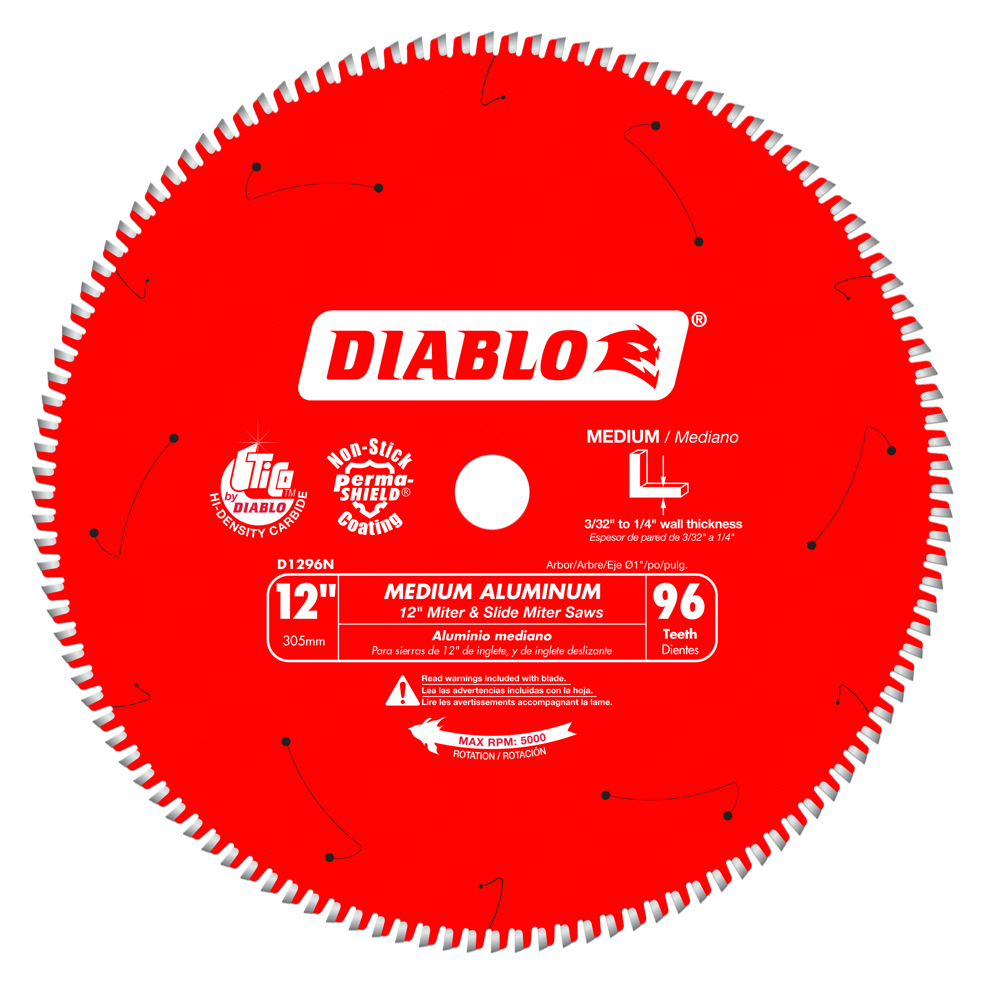 DIABLO 12"X96T FINISH SAW BLADE NON-FERROUS/PLASTIC