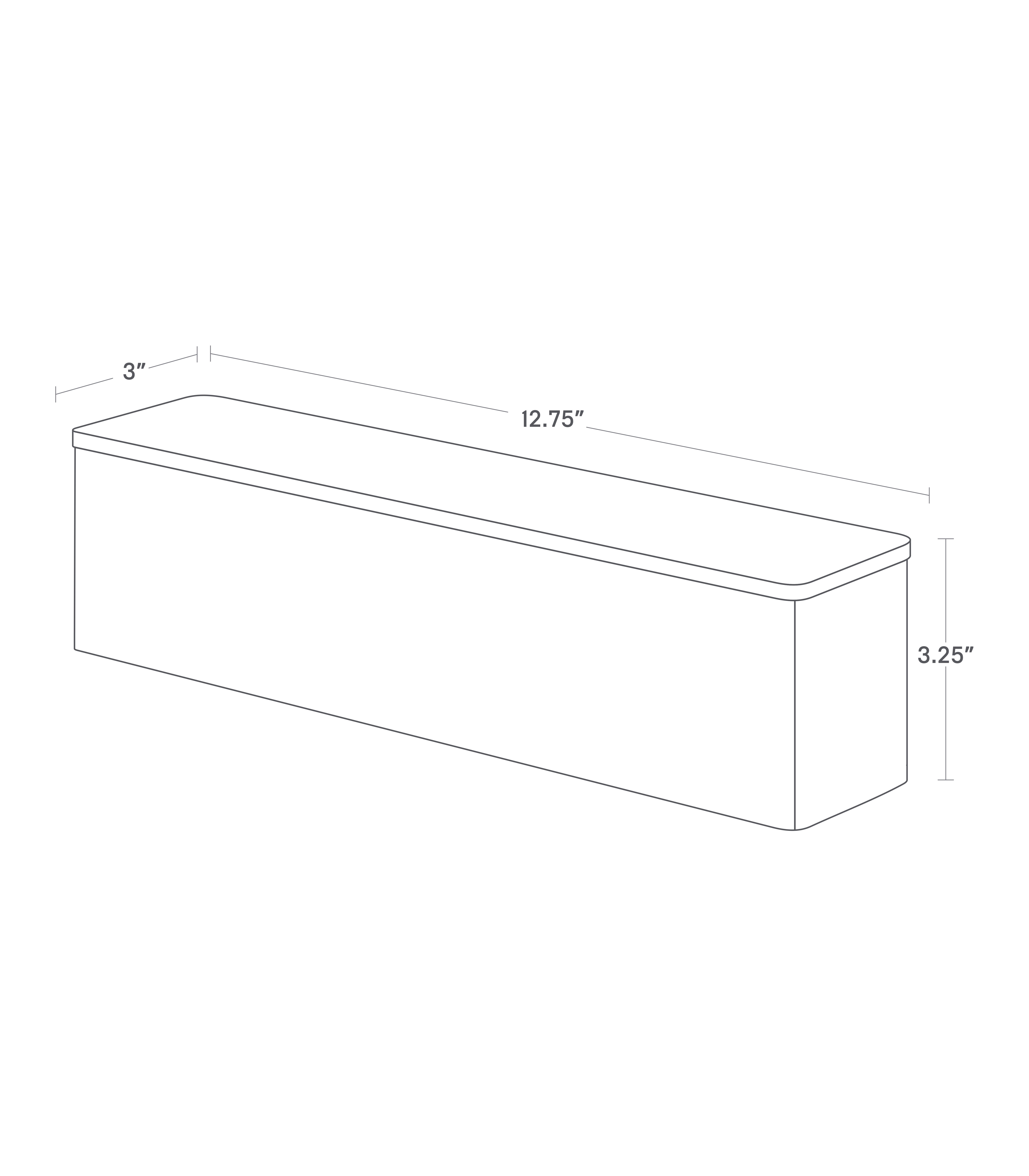 Dimension image for Utensil Case showing a total length of 12.75", height of 3.25" and width of 3".