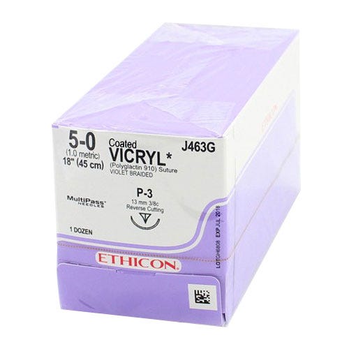 VICRYL® Violet Braided & Coated Sutures, 5-0, P-3, Precision Point-Reverse Cutting, 18" - 12/Box