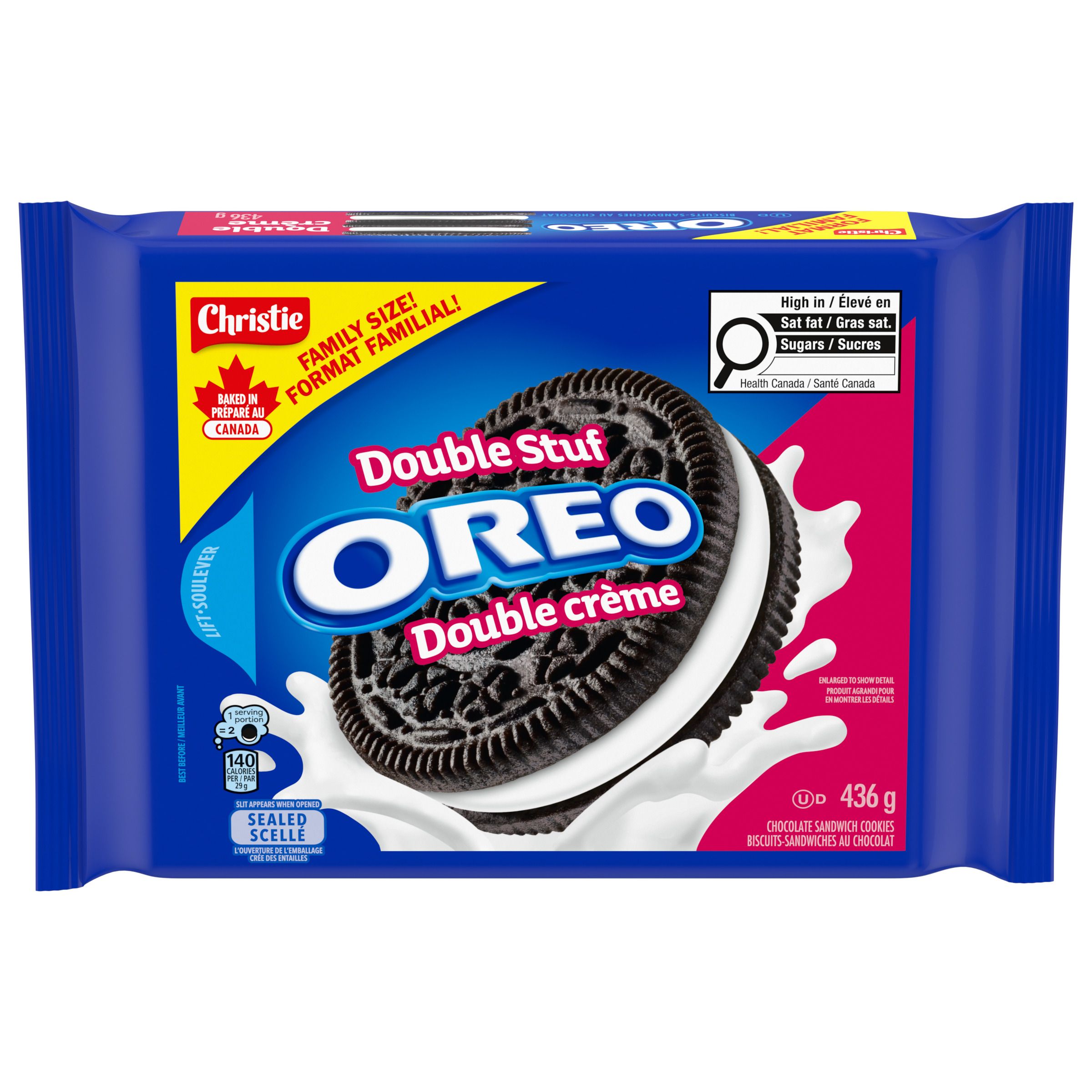 OREO Double Stuf Sandwich Cookies, 1 Family Size Resealable Pack (436g)-0