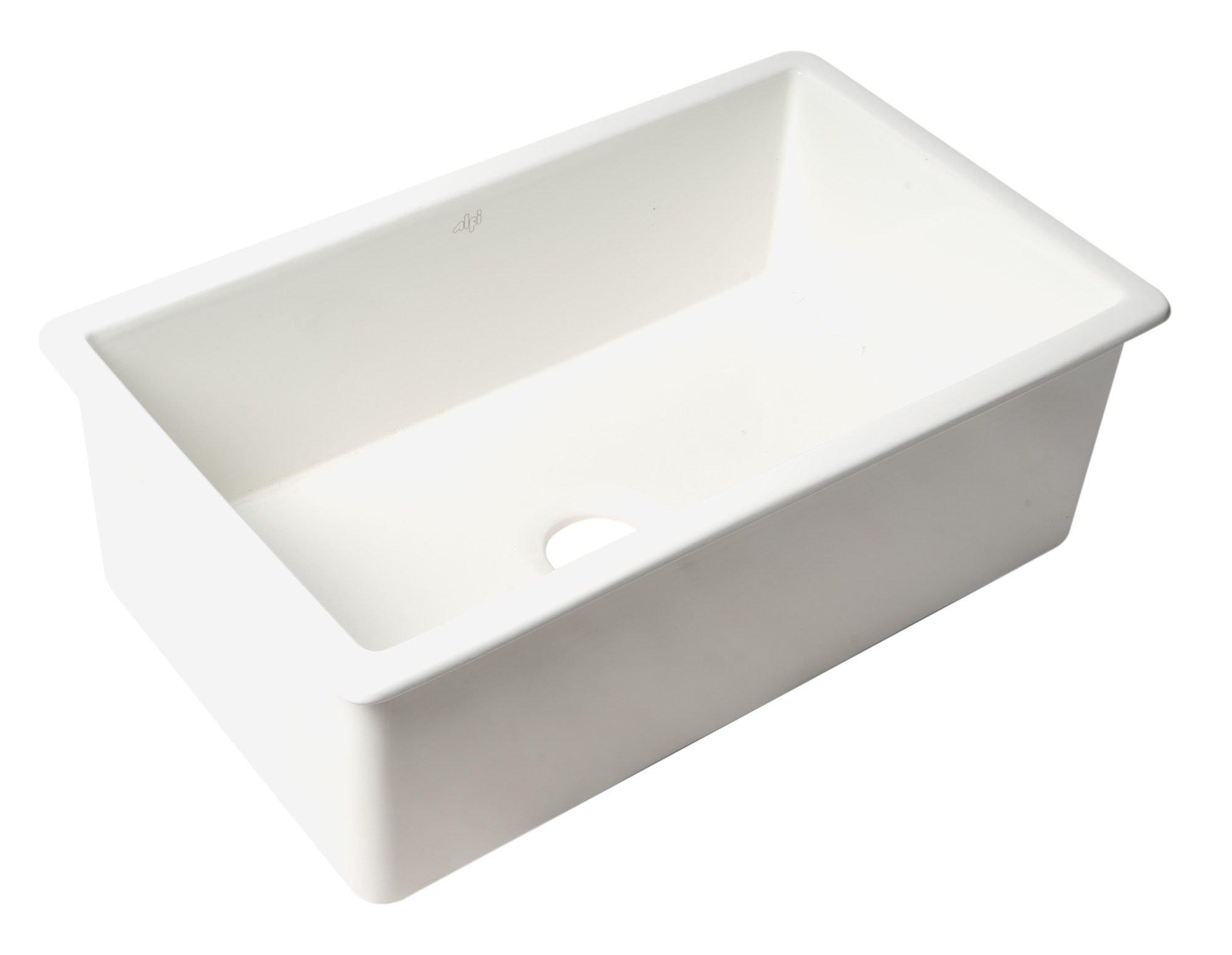 ALFI brand 30" Drop In Fireclay Kitchen Sink, White, No Faucet Hole, ABF3018UD-W