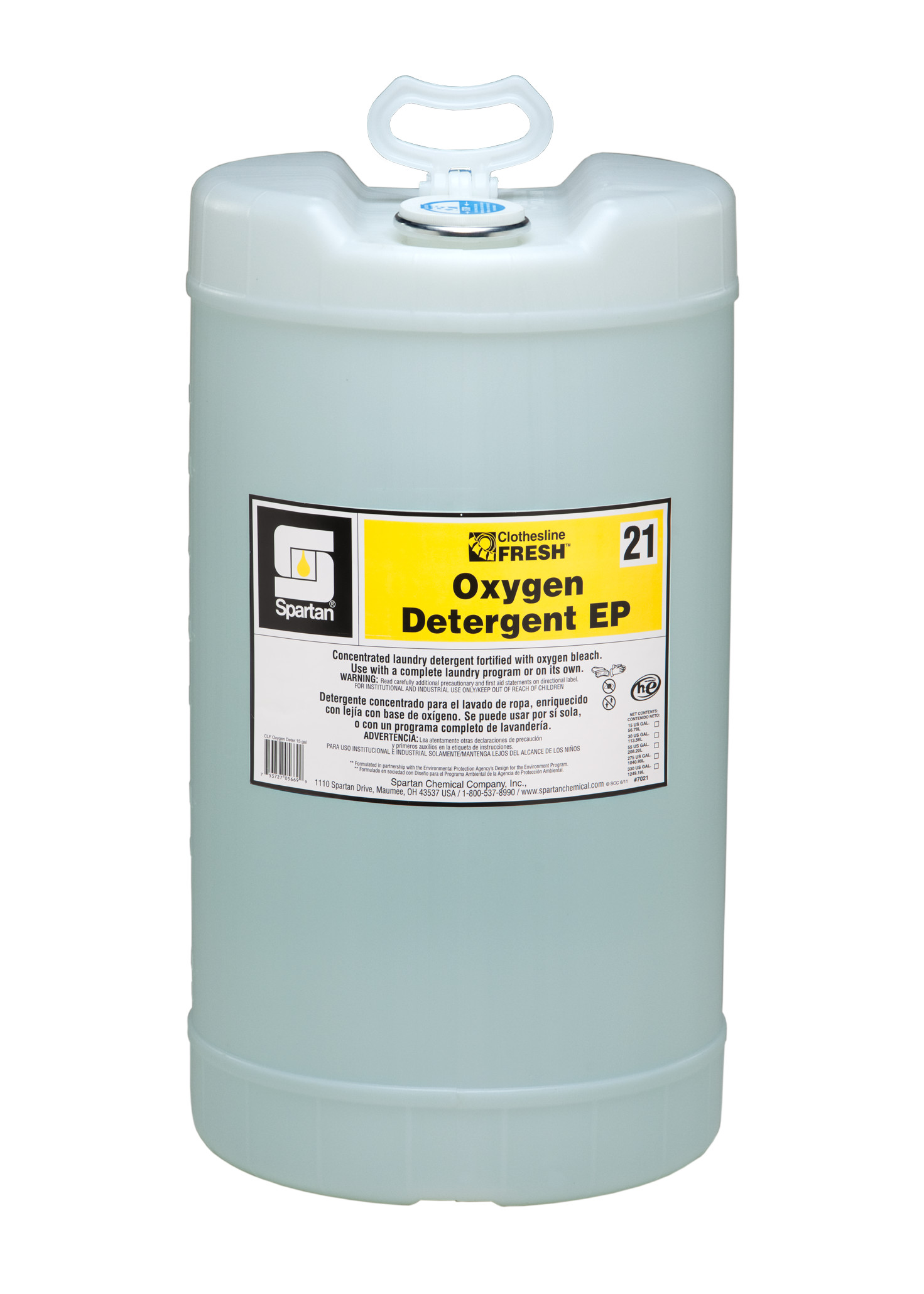 Spartan Chemical Company Clothesline Fresh Oxygen Detergent EP 21, 15 GAL DRUM