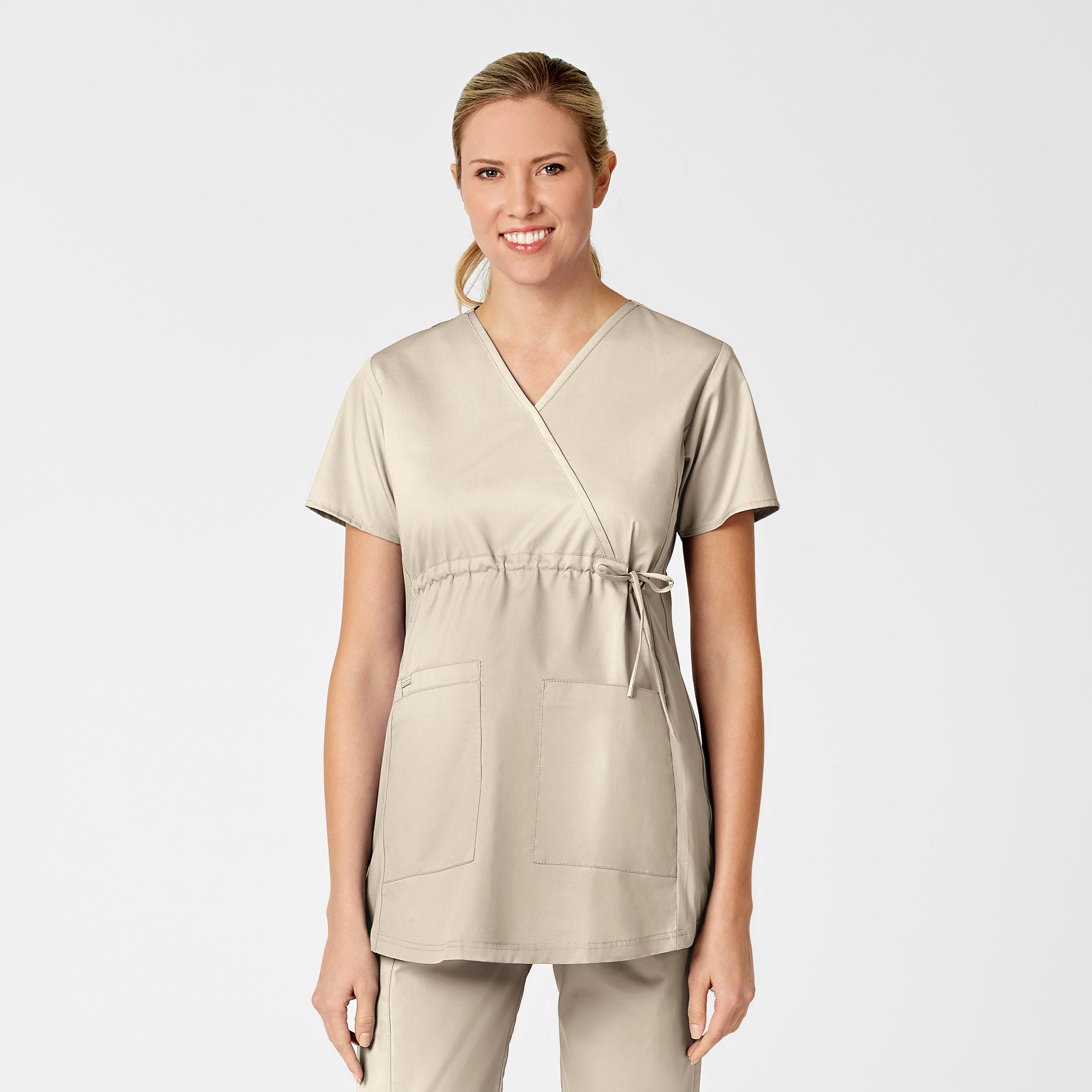 WonderWORK Maternity Mock Wrap Scrub Top-Wonder Wink