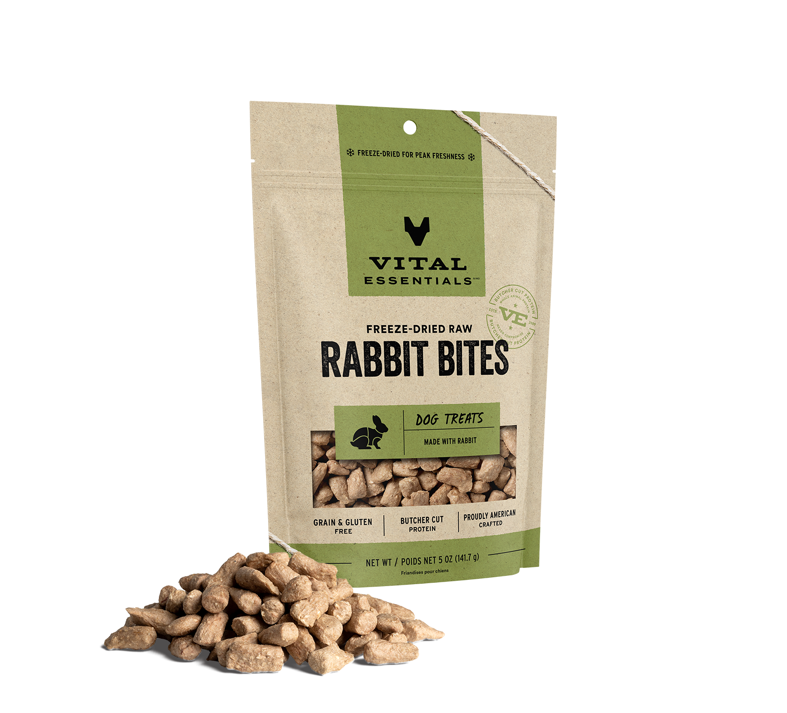 Vital Essentials Freeze-Dried Rabbit Bites Dog Treats, 5 oz - Treats