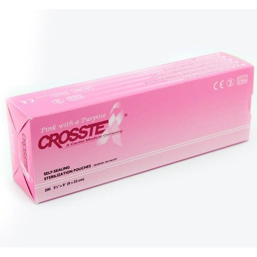 Pink with a Purpose® Sterilization Pouches, Self-Sealing, 3.5" x 9", White/Pink - 200/Box