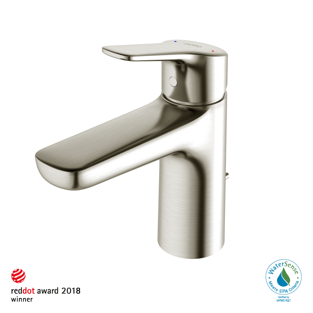 TOTO GS Series 1.2 GPM Single Handle Bathroom Sink Faucet with COMFORT GLIDE Technology and Drain Assembly, Brushed Nickel, Brass, TLG03301U#BN