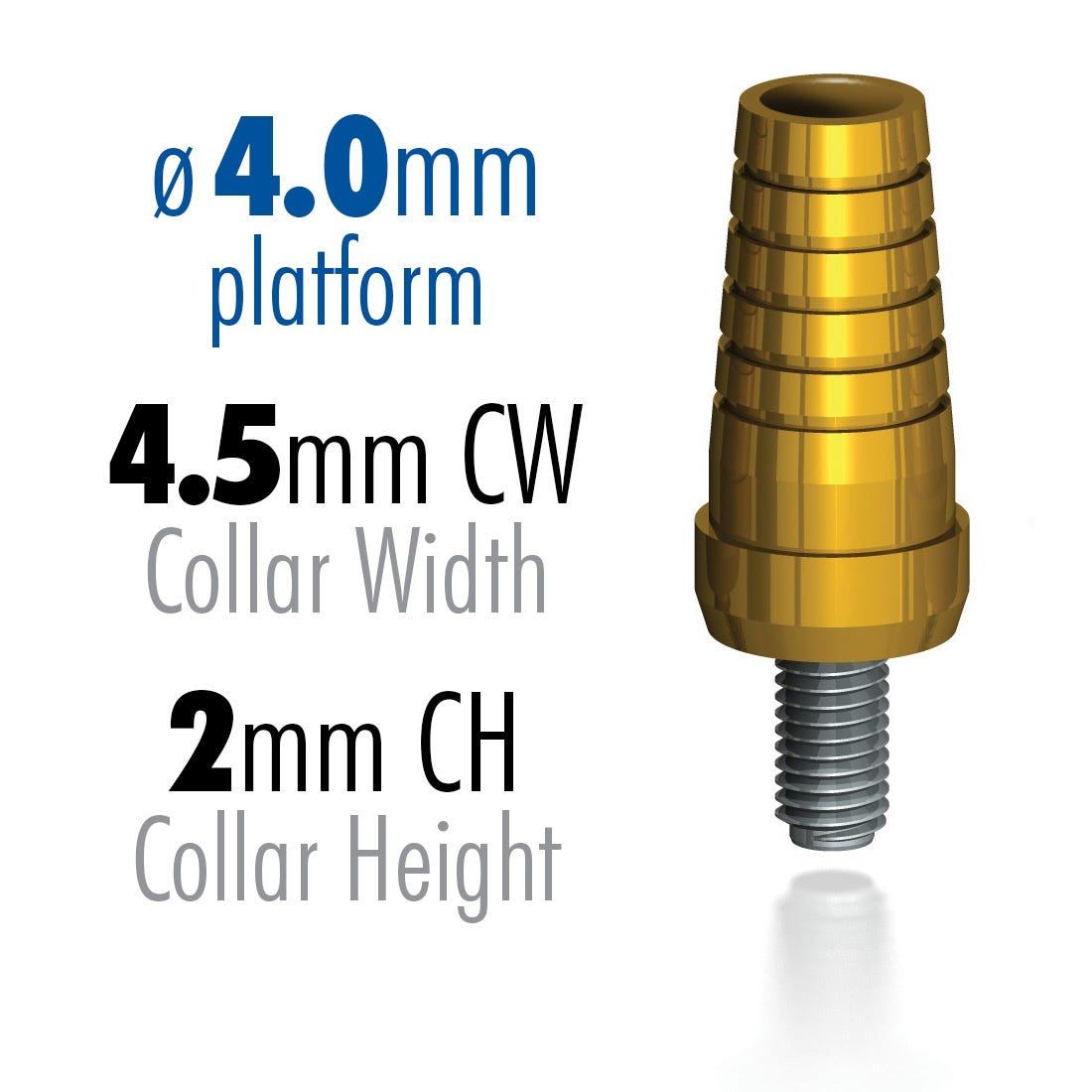 infinity X-hex Prepable Abutment, 4.0mm Platform, 4.5mm CW - 2mm CH - 2 Piece