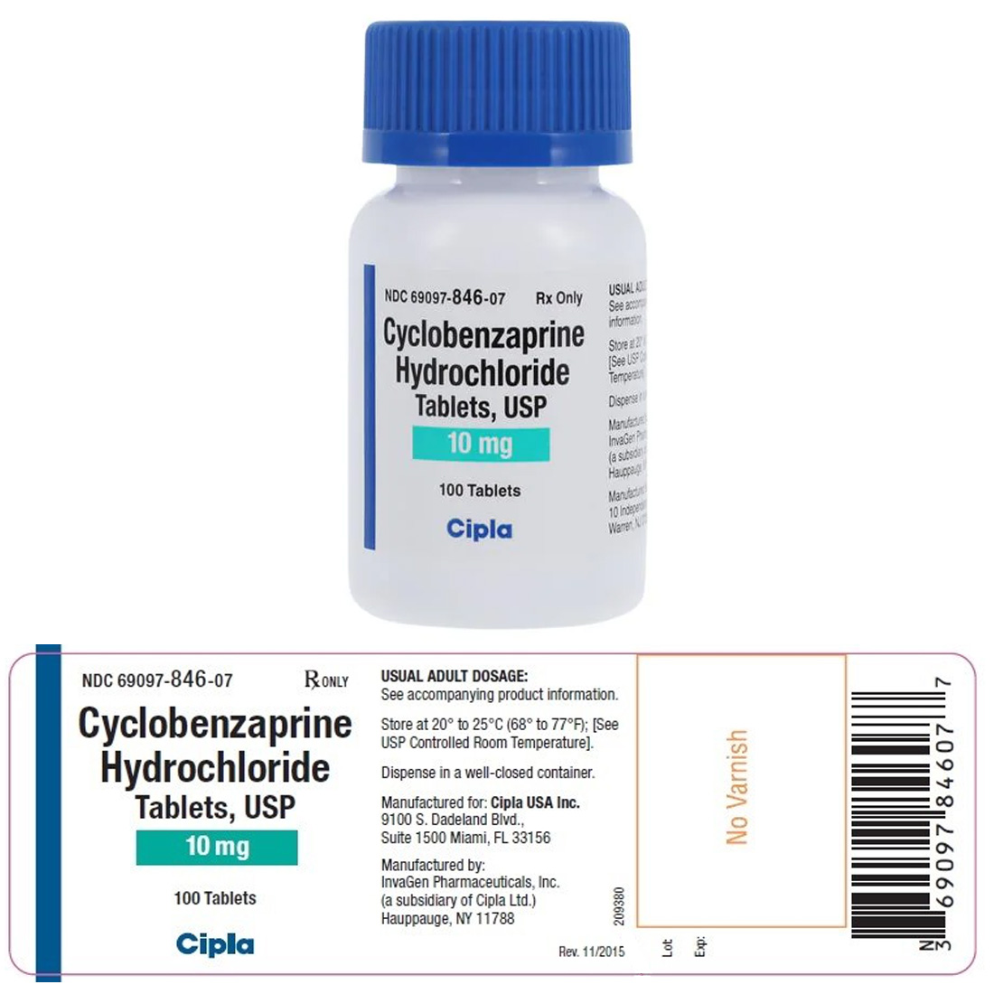 Cyclobenzaprine 10mg Tablets - 100/Bottle