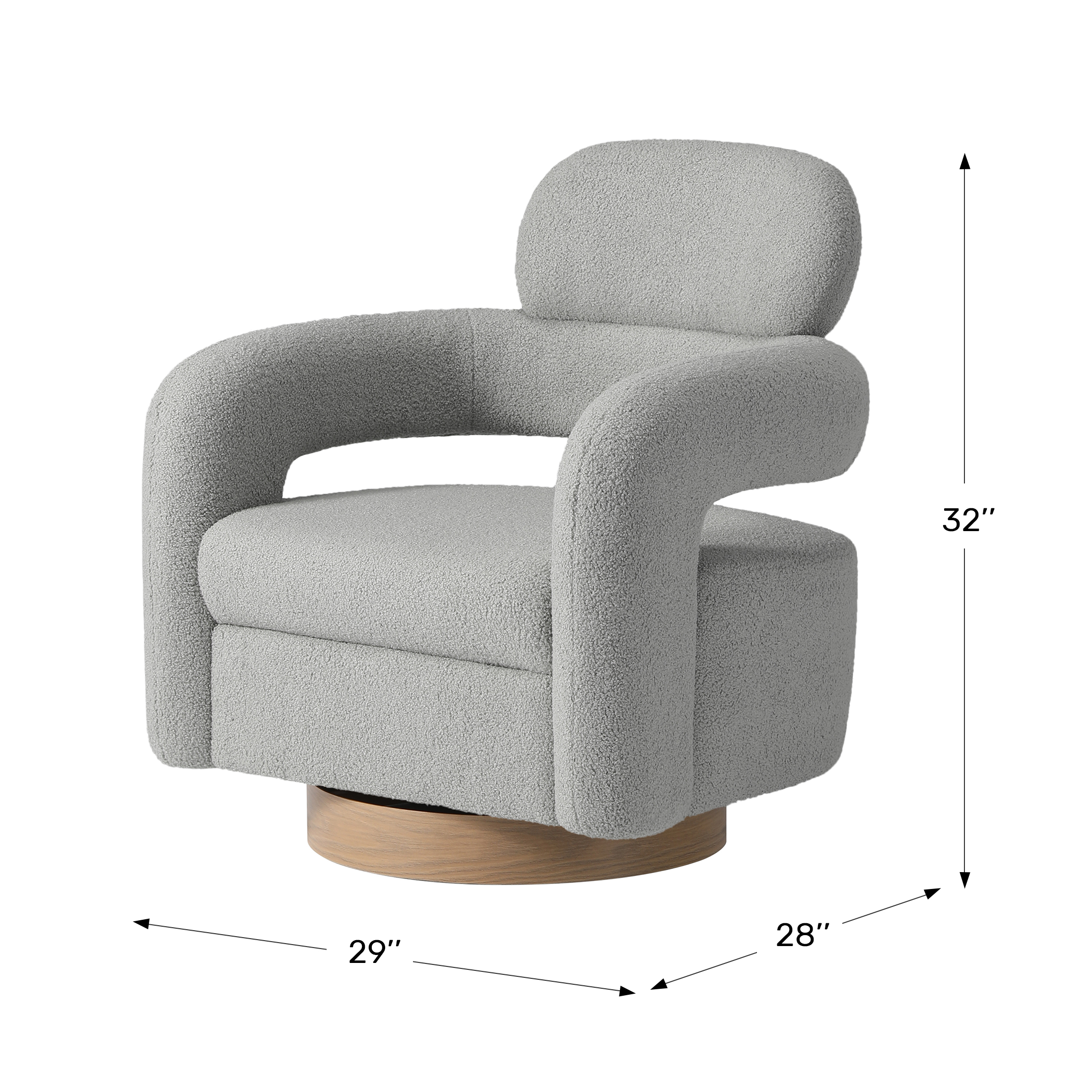 Mid-Century Modern Sherpa Swivel Barrel Accent ChairWWT Spec Image