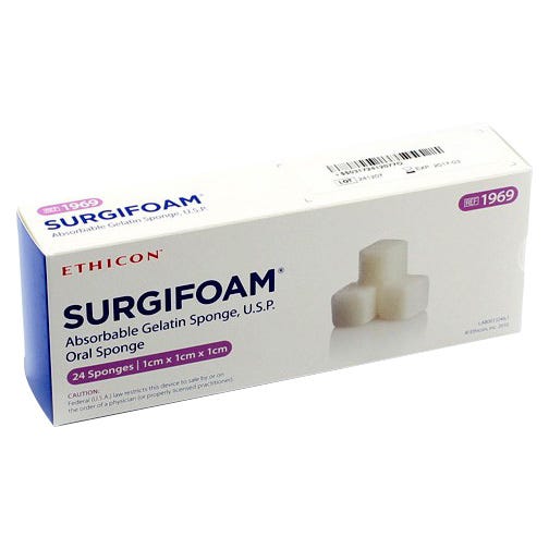 SURGIFOAM™  Absorbable Gelatin Oral Sponge, 1cm x 1cm x 1cm - 24/Box