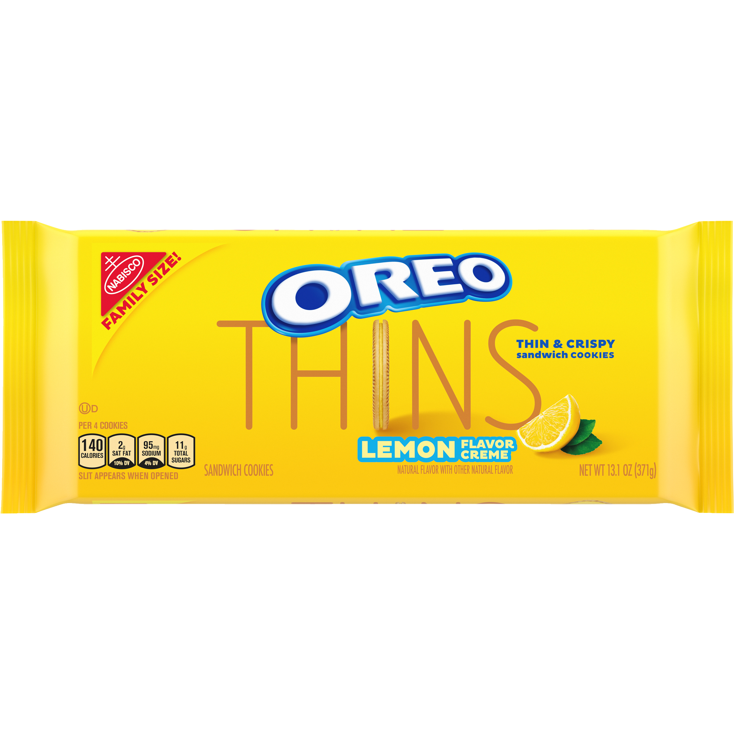 OREO Thins Lemon Creme Sandwich Cookies, Family Size, 13.1 oz-thumbnail-1