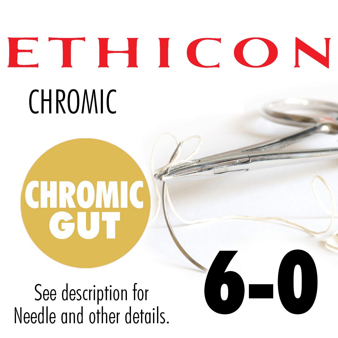 Ethicon 6-0 Chromic Gut Sutures, PS4, 18"- 12/Box
