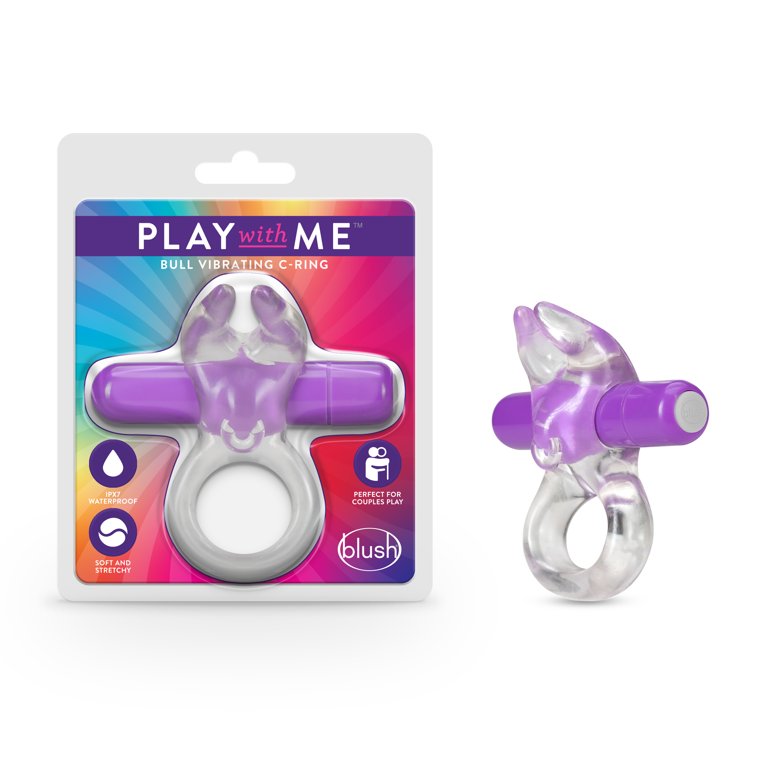 Blush Stay Hard / Bull Ring: Purple Vibrating Penis Ring