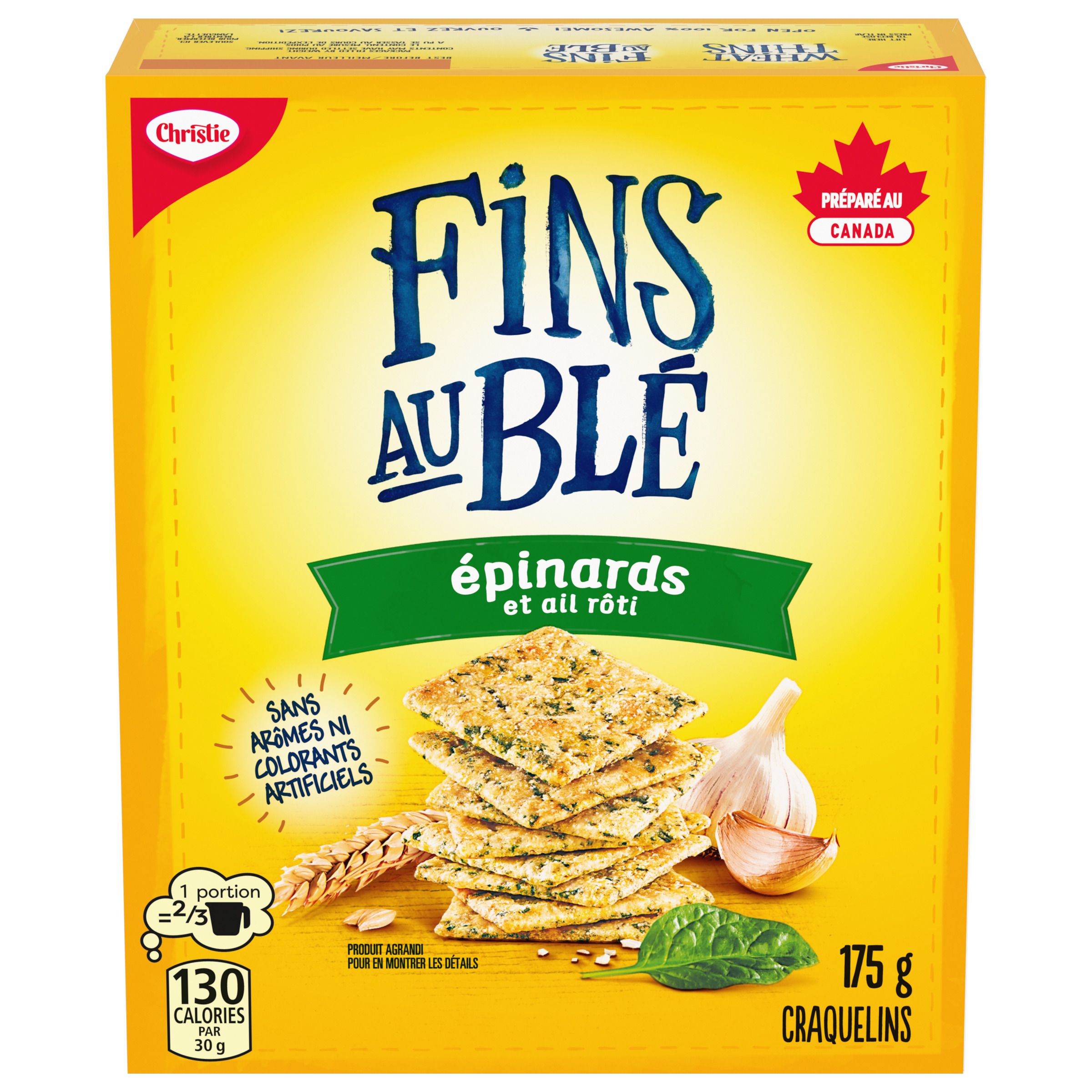 Craquelins FINS AU BLÉ Épinards et ail rôti 175 g-0