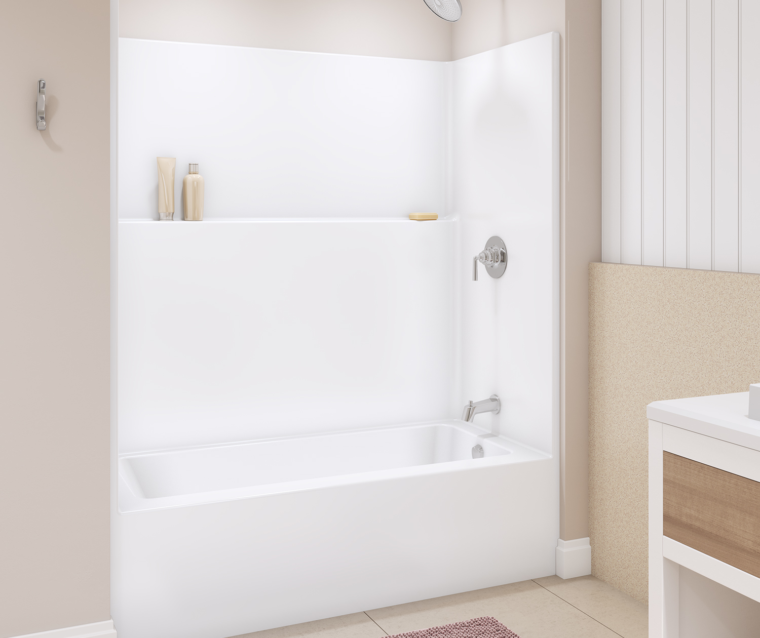 Icon TS6030 Acrylx Alcove Left Hand Drain One-Piece Tub Shower in White