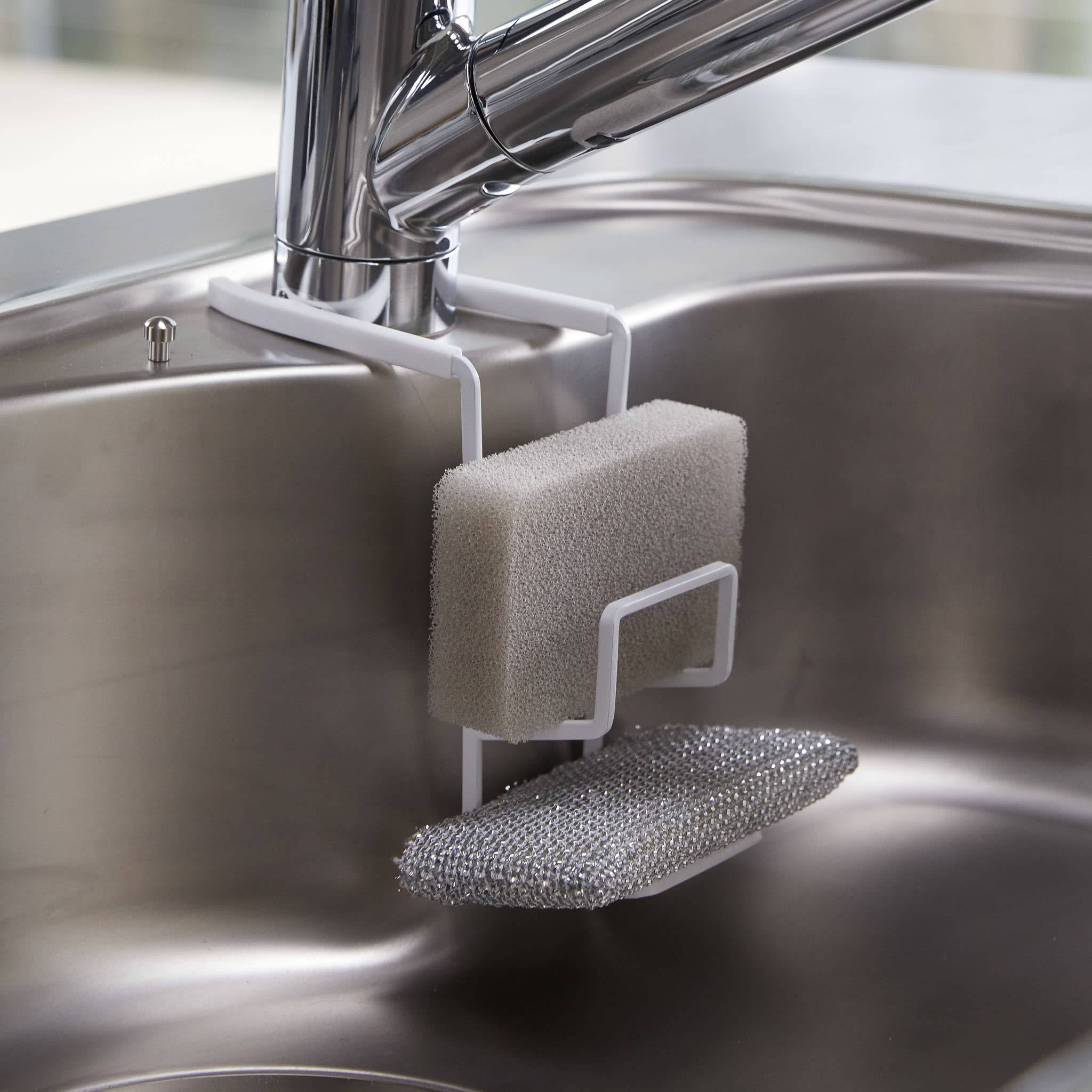 Hanging Double Sponge Holder : Space-Saving Sink Organization