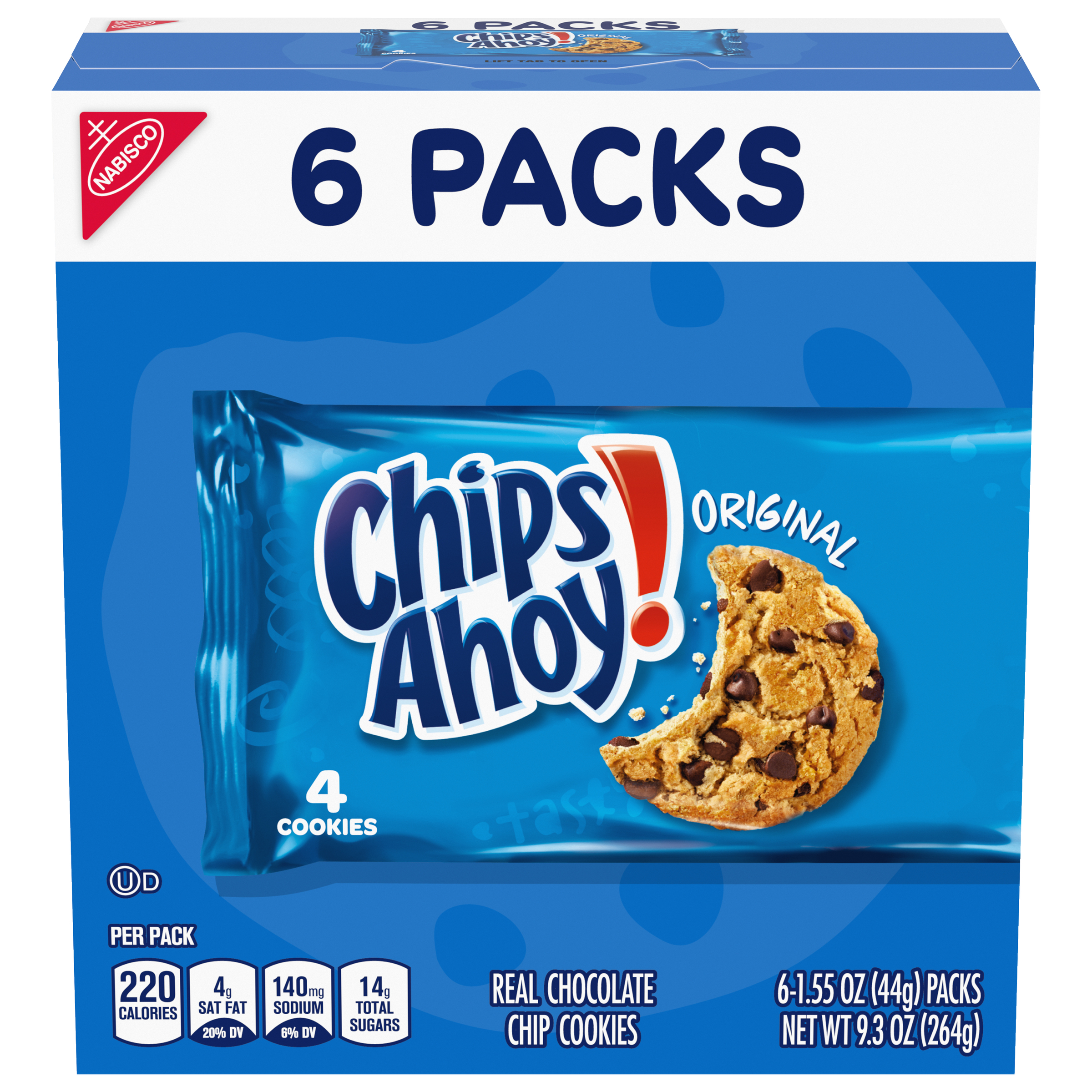 CHIPS AHOY! Original Chocolate Chip Cookies, 6 Total Snack Packs (4 Cookies Per Pack)