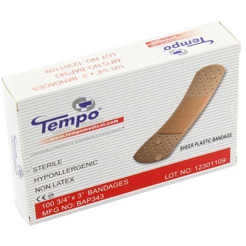 Adhesive Bandage Sheer Strips 3/4" x 3" - 100/Box