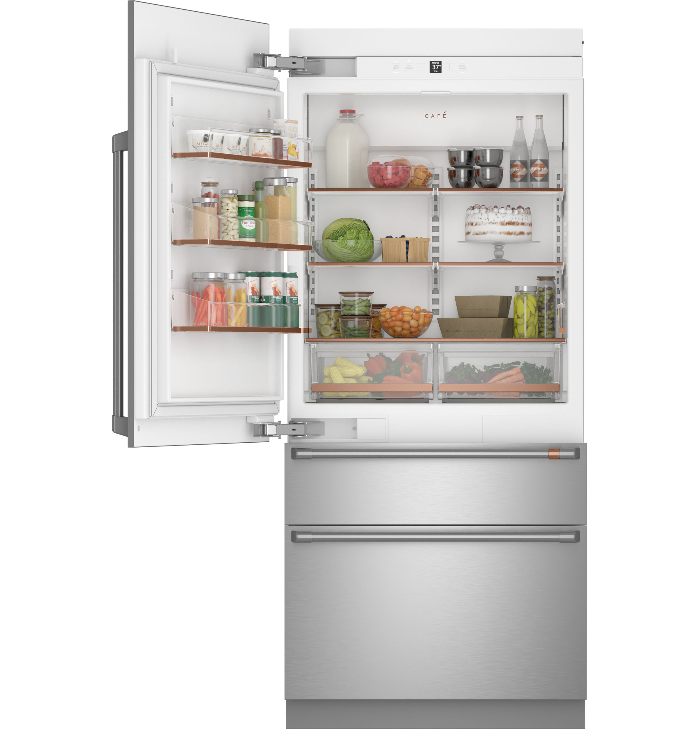 Café™ 36 in.  20.2 Cu. Ft. Stainless Steel Built In Bottom Freezer Refrigerator view 3