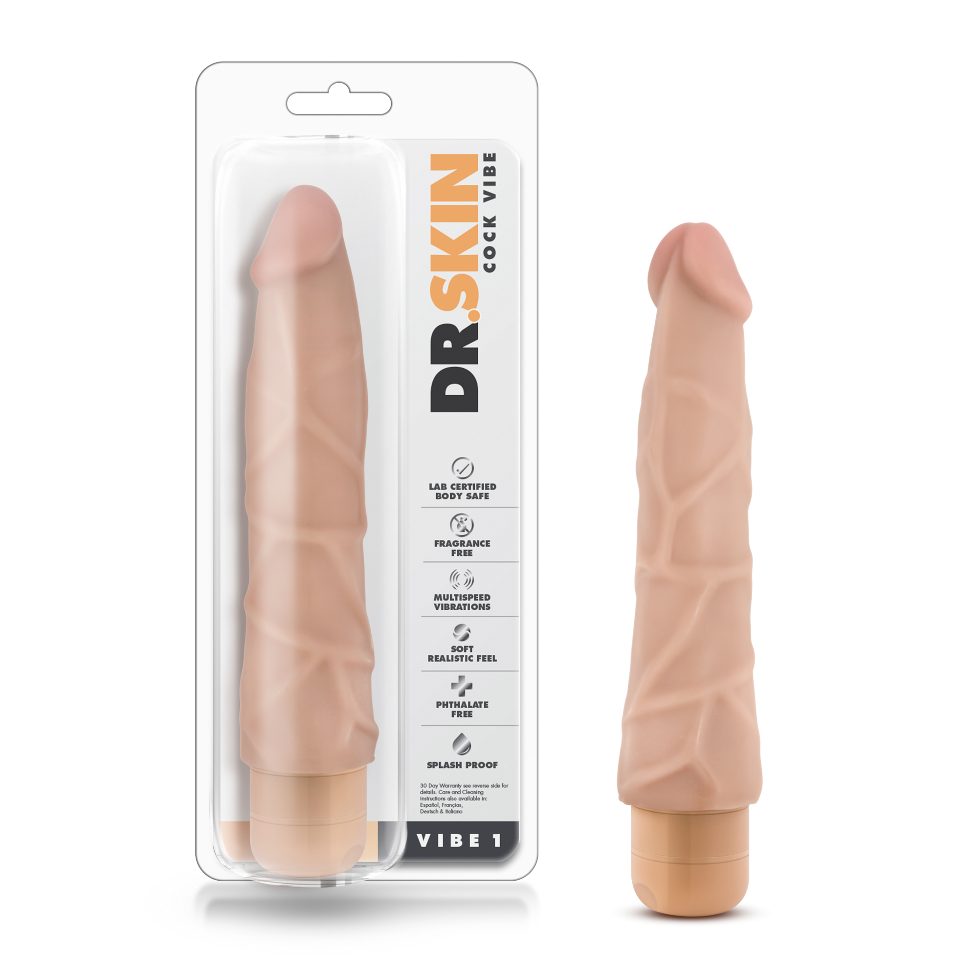 Blush Dr. Skin Cock Vibe 1 Realistic Beige 9-Inch Long Vibrating Dildo