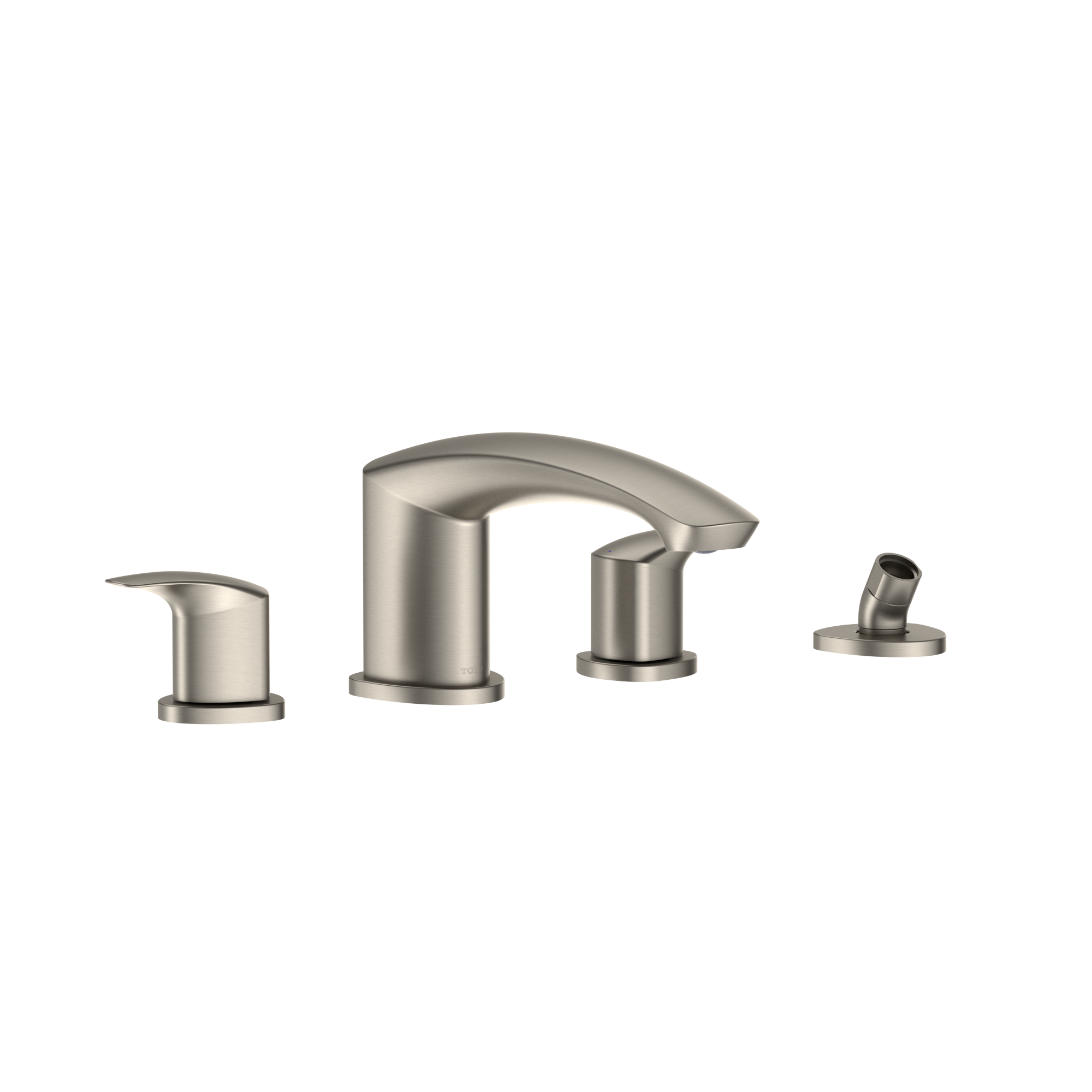 TOTO GM Two-Handle Deck-Mount Roman Tub Filler Trim with Handshower, Brushed Nickel, Brass, TBG09202U#BN