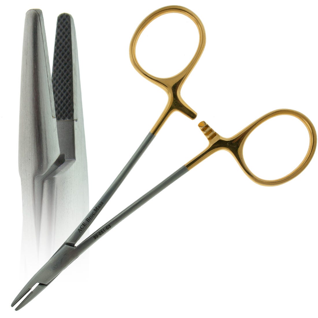 ACE Webster Needle Holder, Serrated, tungsten carbide tips
