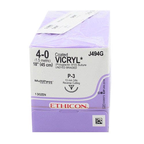 VICRYL® Undyed Braided & Coated Suture, 4-0, P-3, Precision Point-Reverse Cutting, 18" - 36/Box