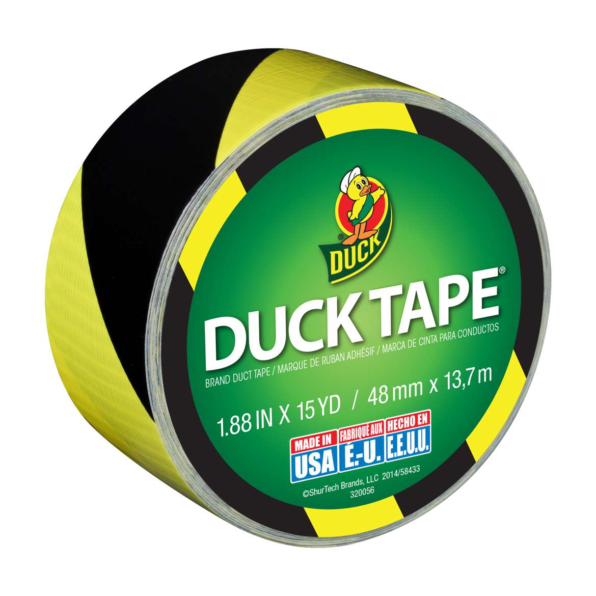 Printed Duck Tape® Brand Duct Tape - Black & Yellow Stripes, 1.88 in. x 15 yd. Image