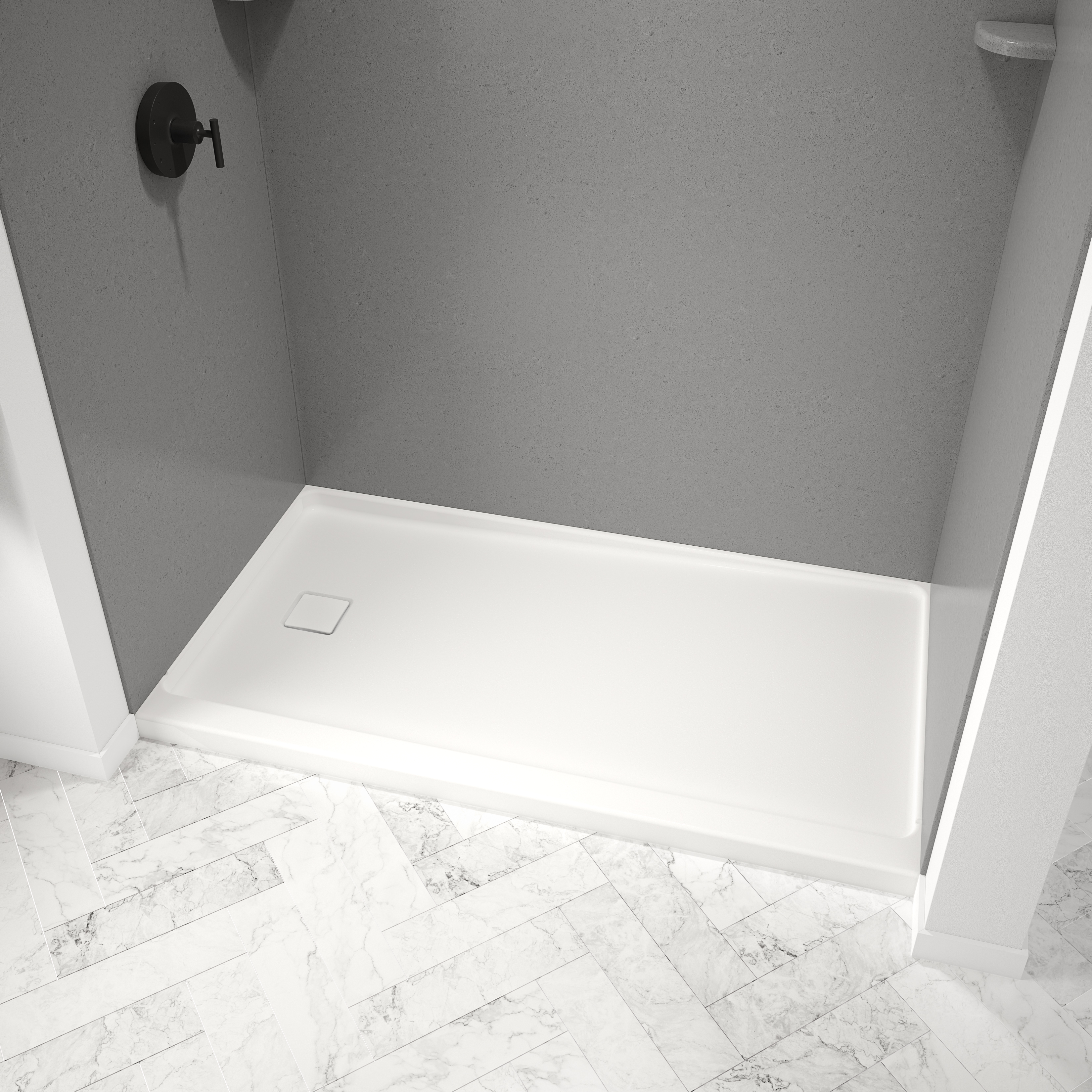 Showercast Porcelain Enamel Alcove Shower Base In Square In Chrome view 7