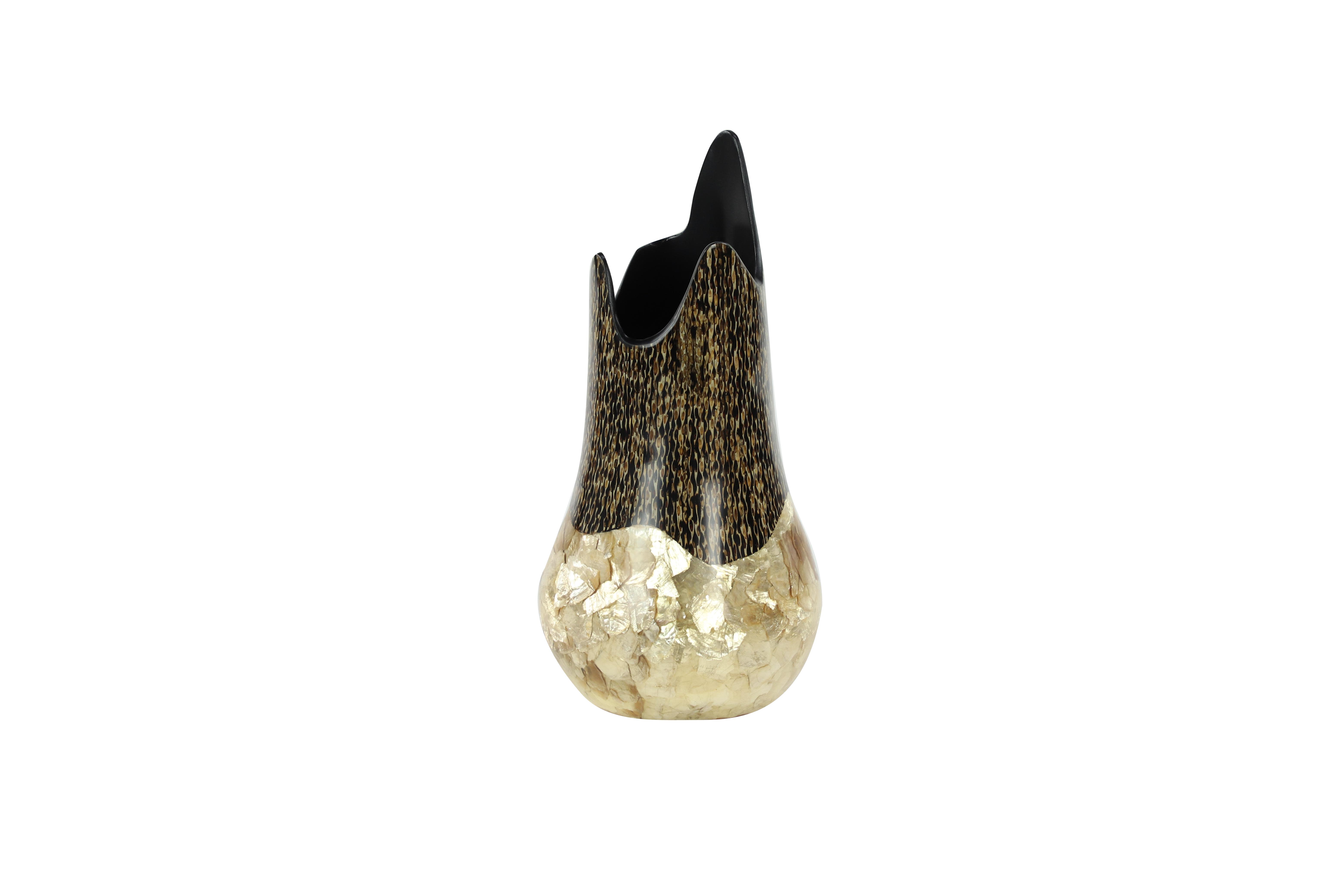 Gold Resin  Vase, 7" x 7" x 13"