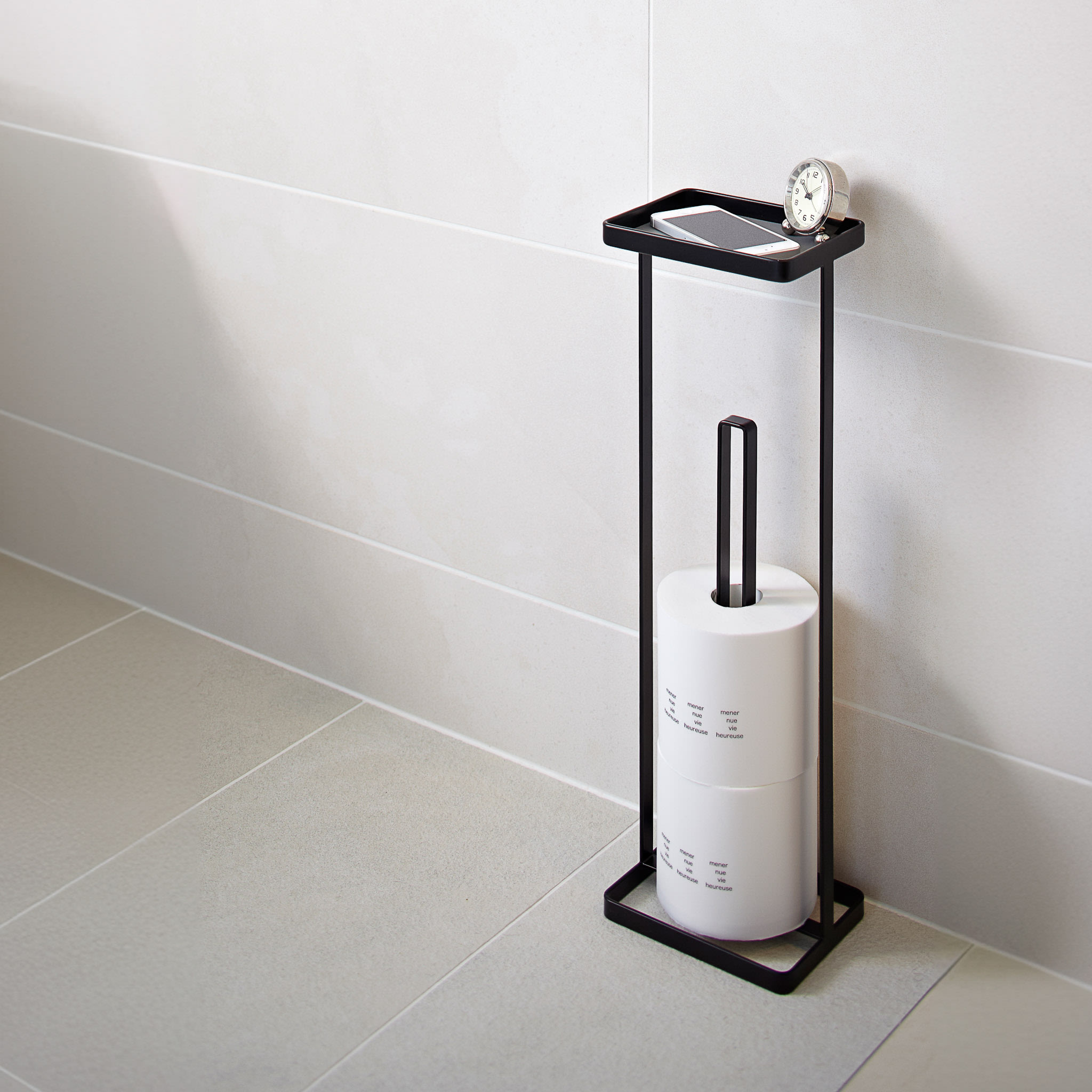 Toilet Paper Stocker with Tray : Compact Design